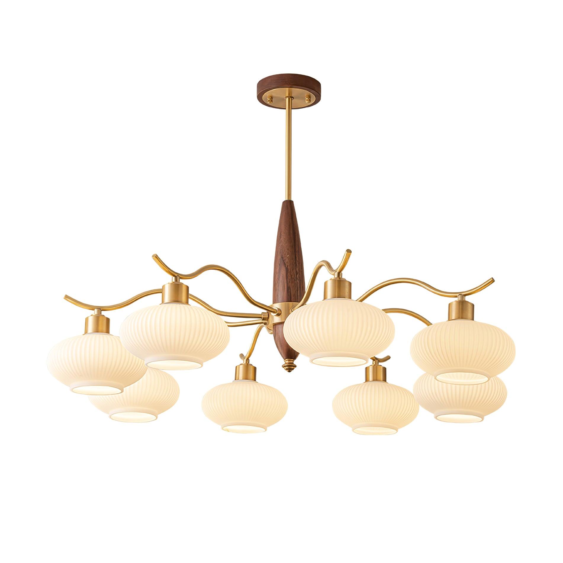 Cavien Lustre en Laiton et Noyer