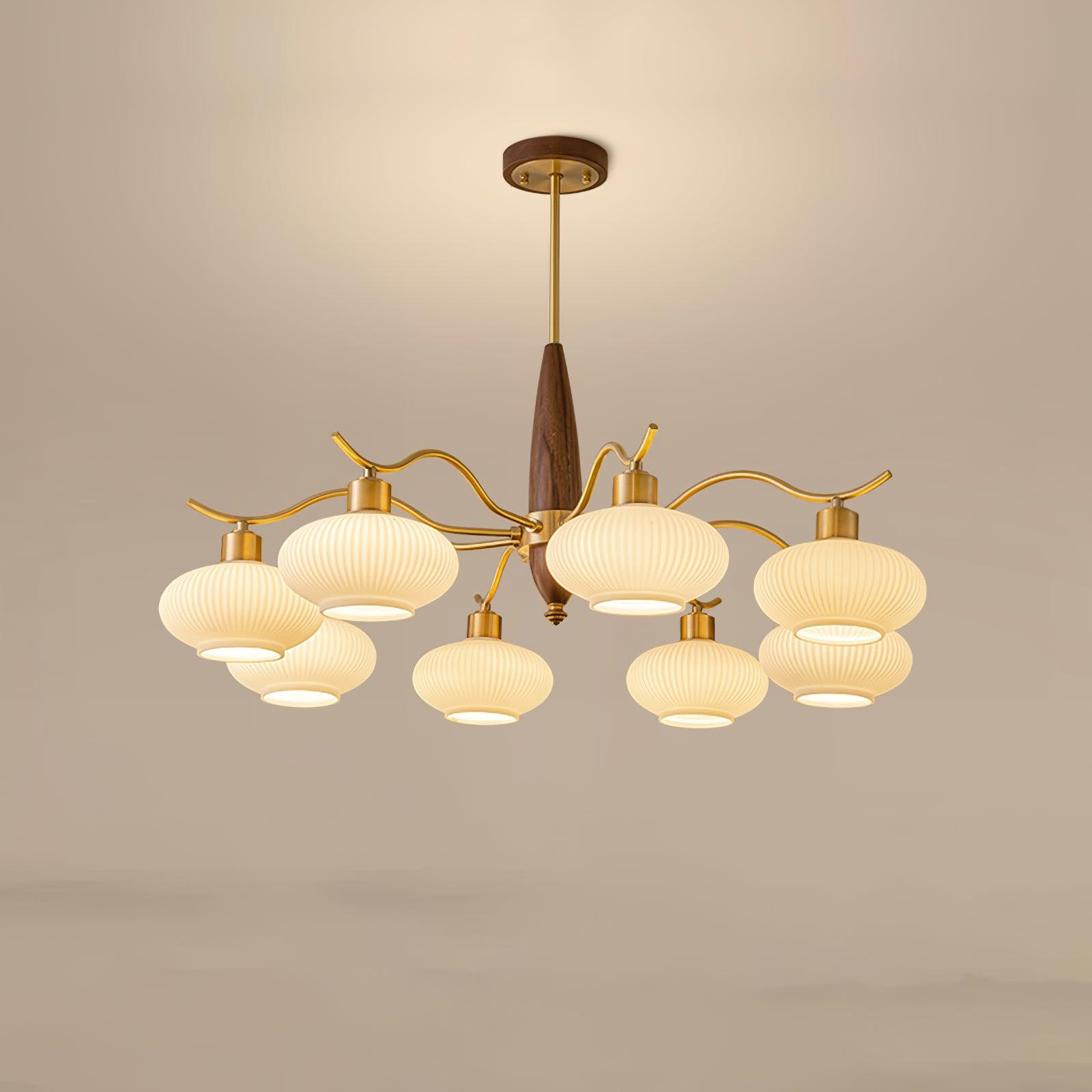 Cavien Lustre en Laiton et Noyer