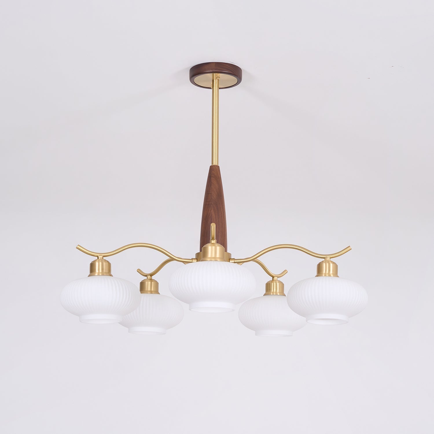 Cavien Lustre en Laiton et Noyer