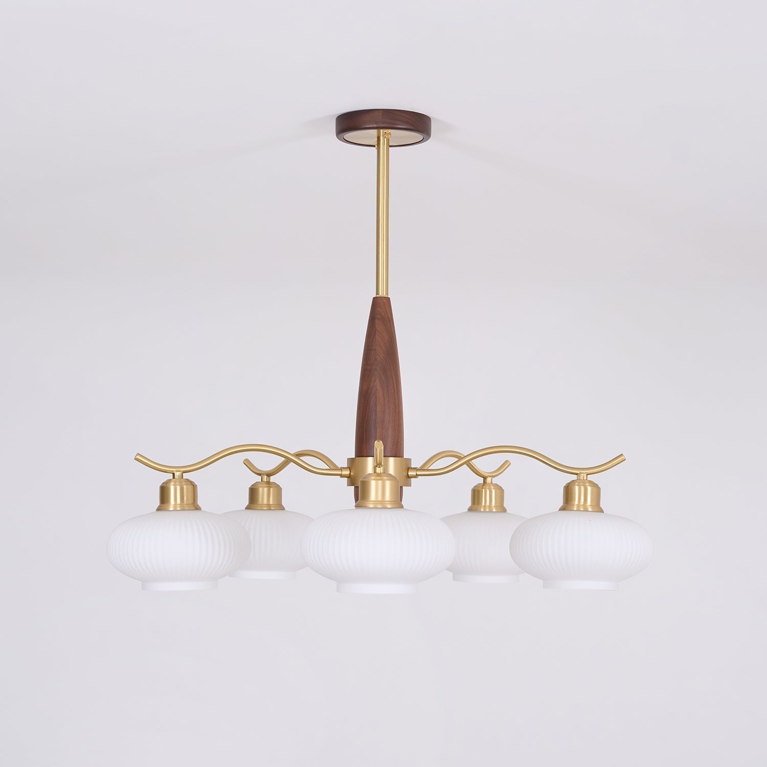 Cavien Lustre en Laiton et Noyer