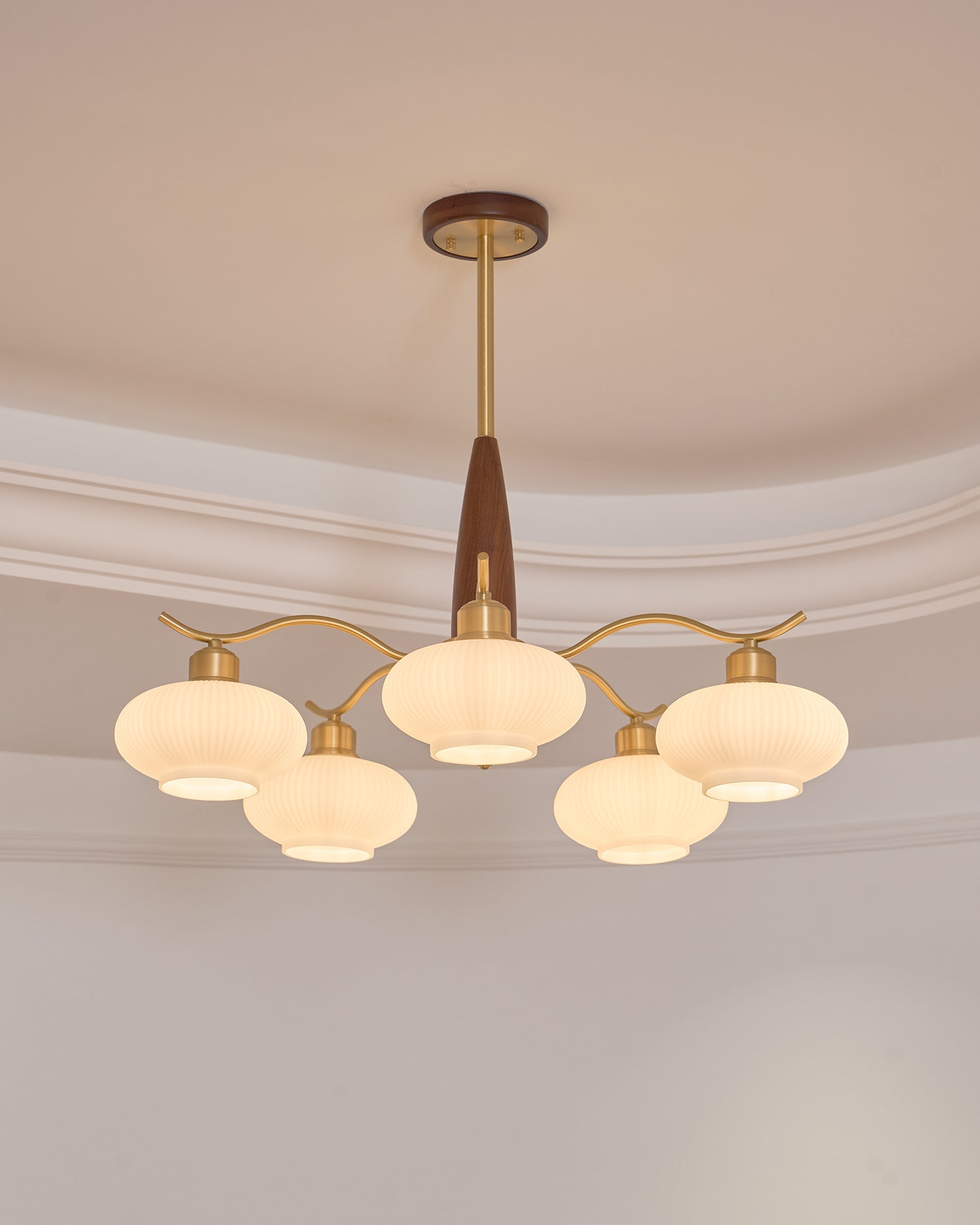 Cavien Lustre en Laiton et Noyer