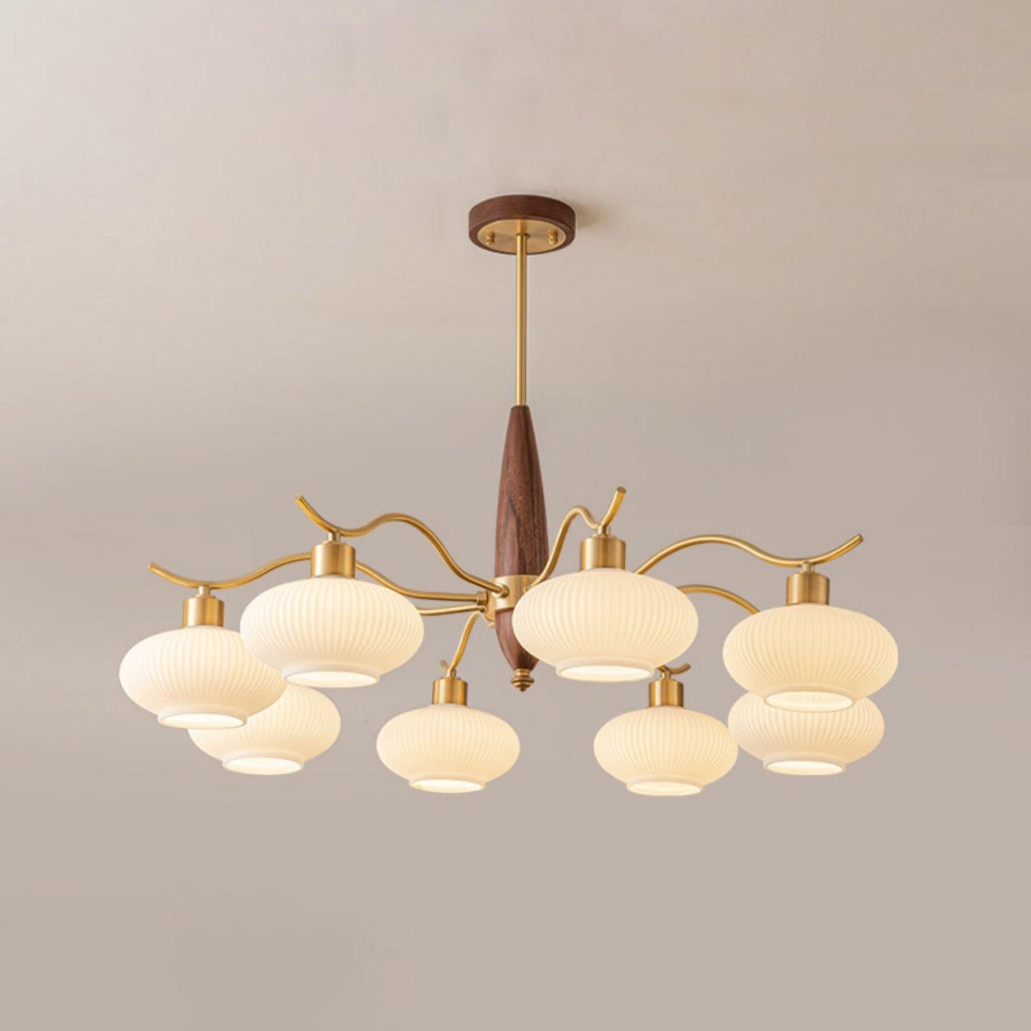 Cavien Lustre en Laiton et Noyer