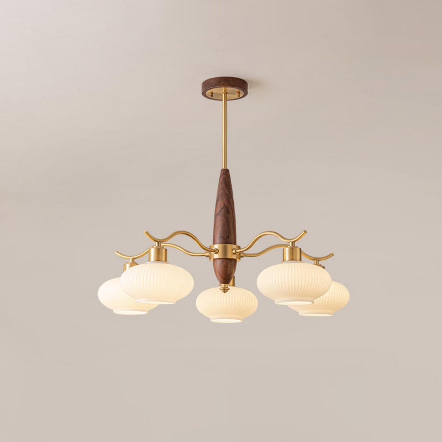 Cavien Lustre en Laiton et Noyer