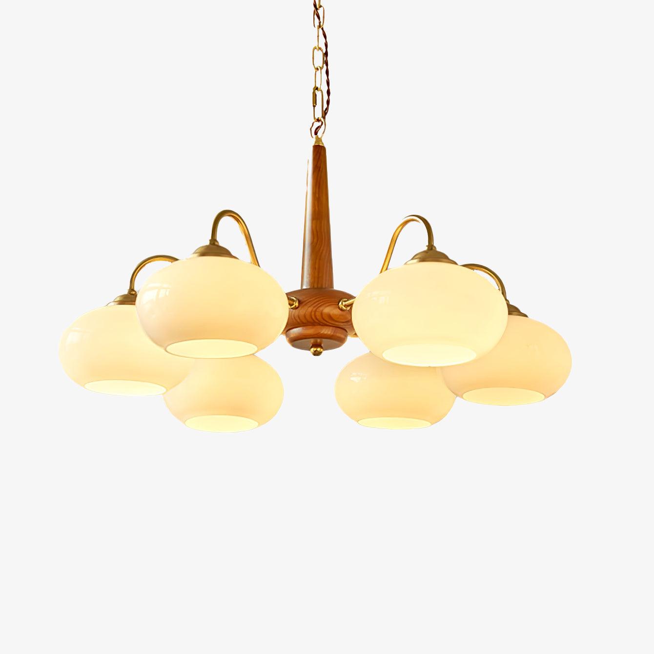 Lustra Suspension Persimmon Laiton et Verre Élégante