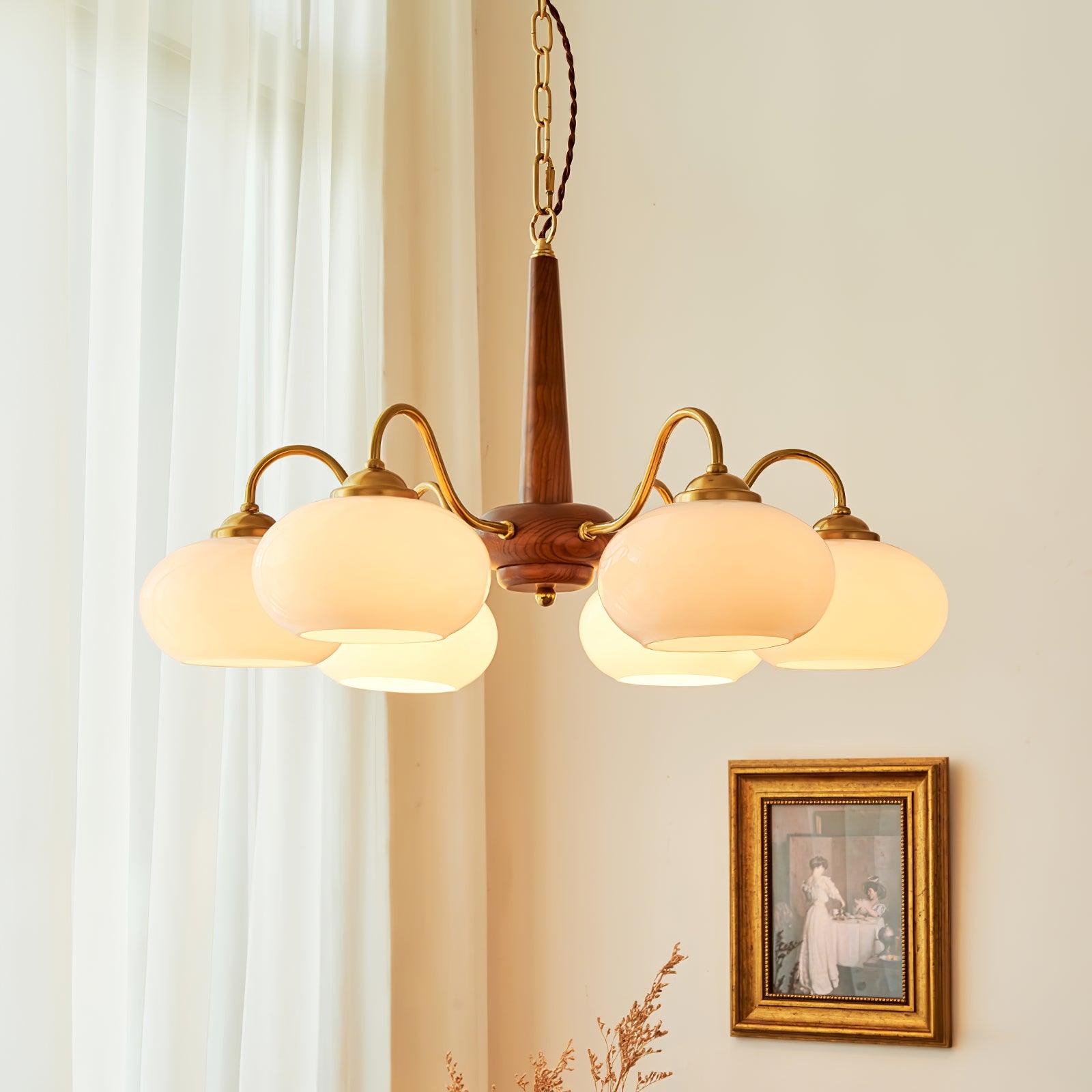 Lustra Suspension Persimmon Laiton et Verre Élégante
