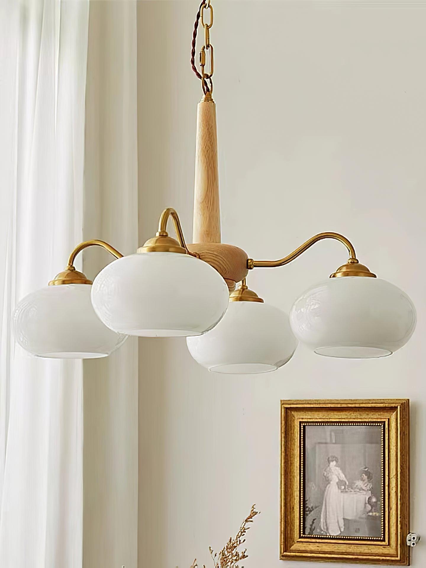 Lustra Suspension Persimmon Laiton et Verre Élégante
