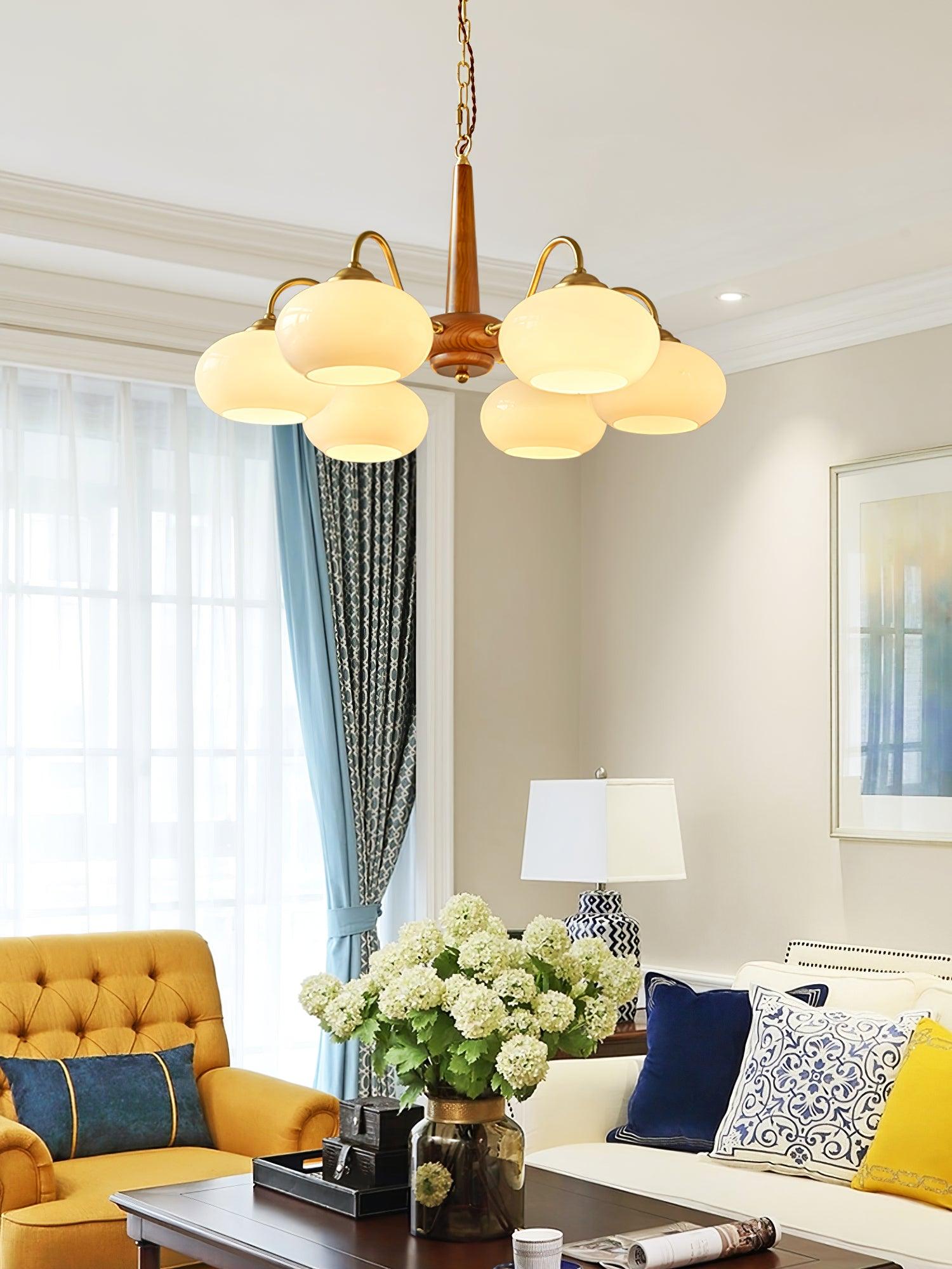 Lustra Suspension Persimmon Laiton et Verre Élégante