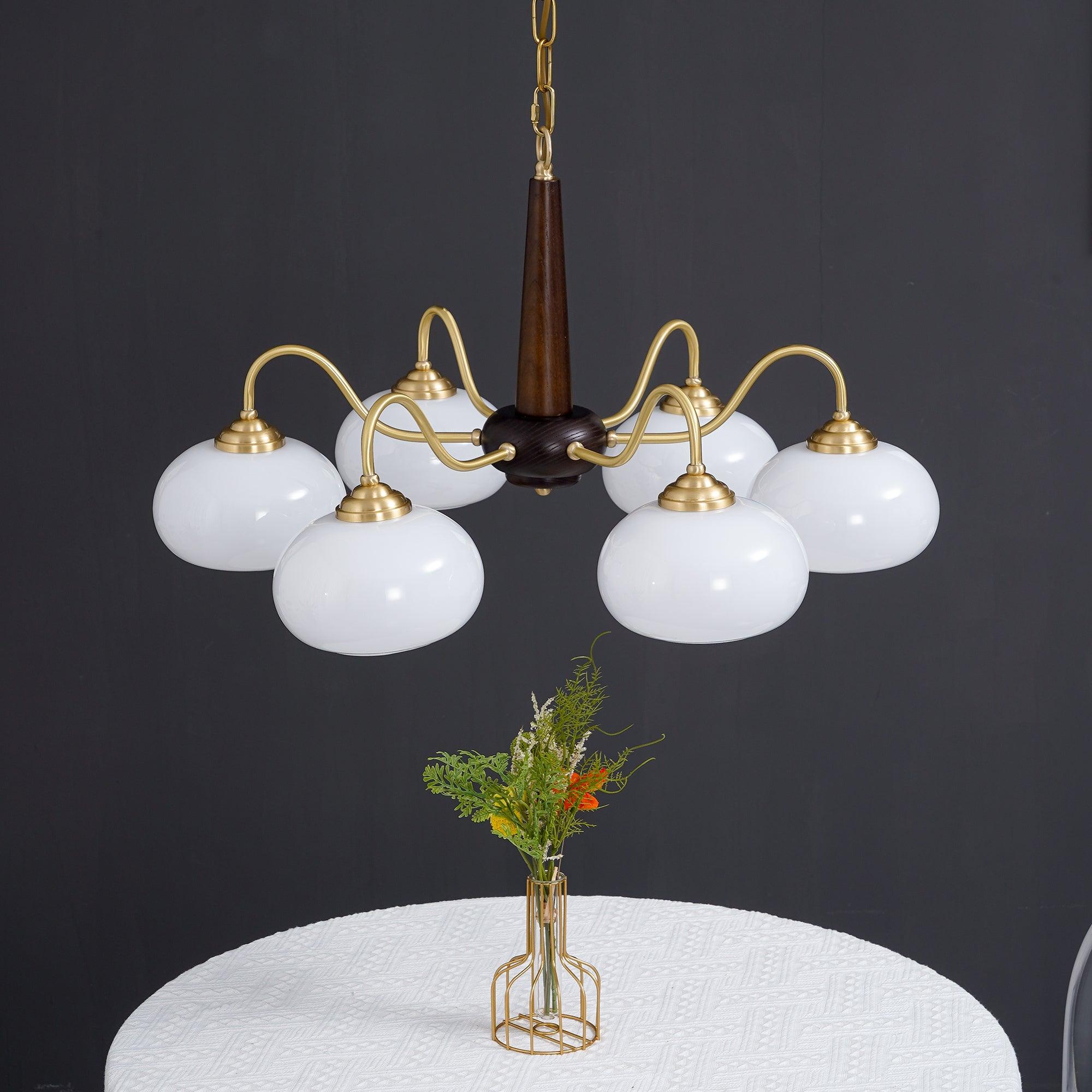 Lustra Suspension Persimmon Laiton et Verre Élégante