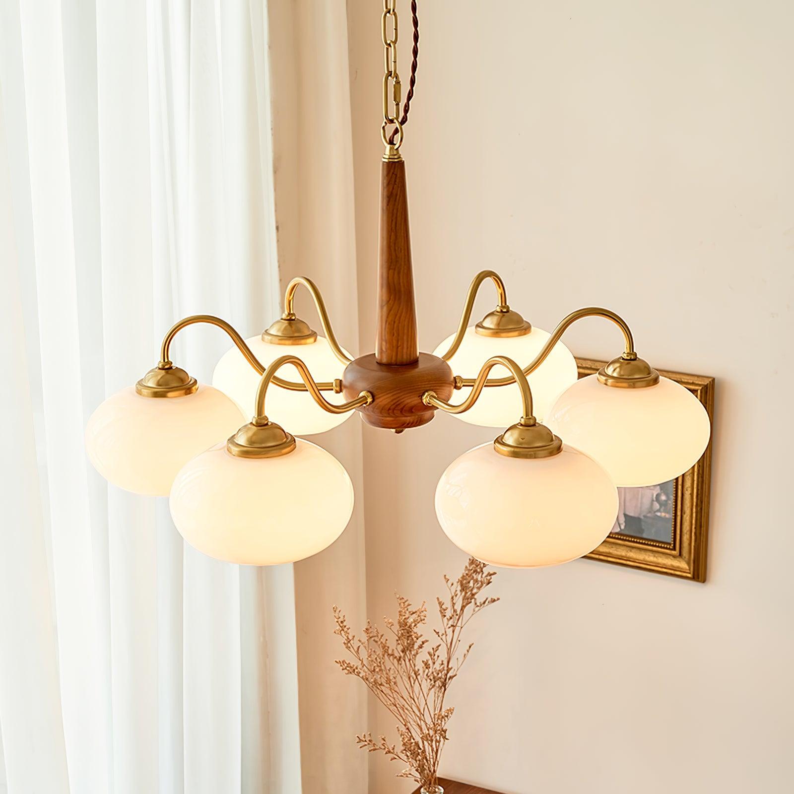 Lustra Suspension Persimmon Laiton et Verre Élégante
