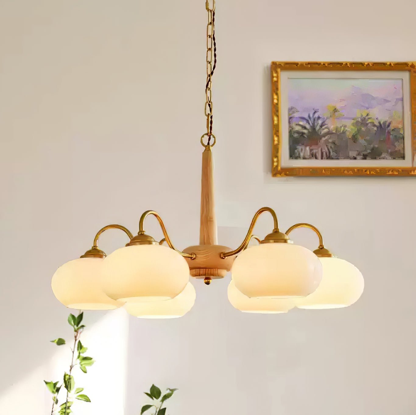 Lustra Suspension Persimmon Laiton et Verre Élégante