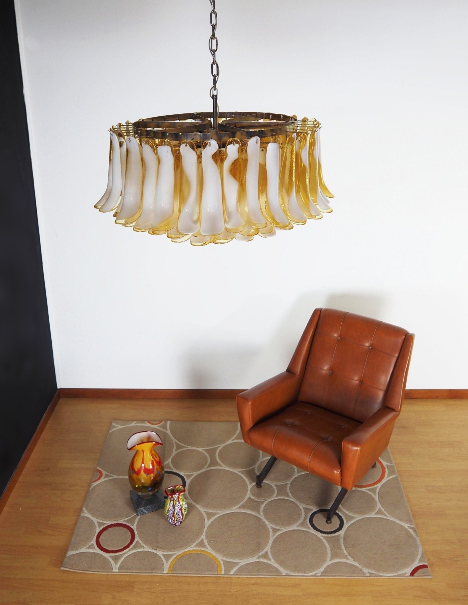 Aurora Lustre Ambre Verre Murano Pétale Élégant