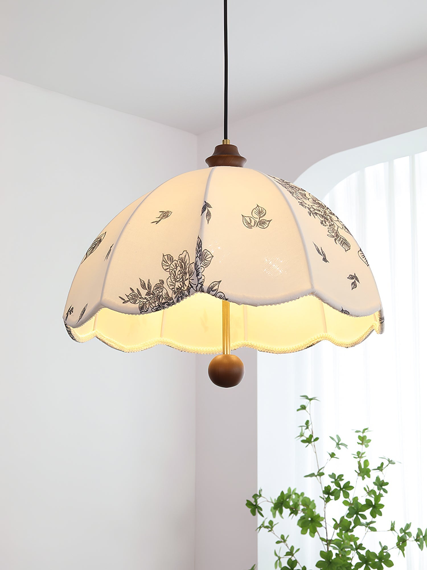 Vevenir Pétale Chuchotement Bois Tissu Pendentif Lampe