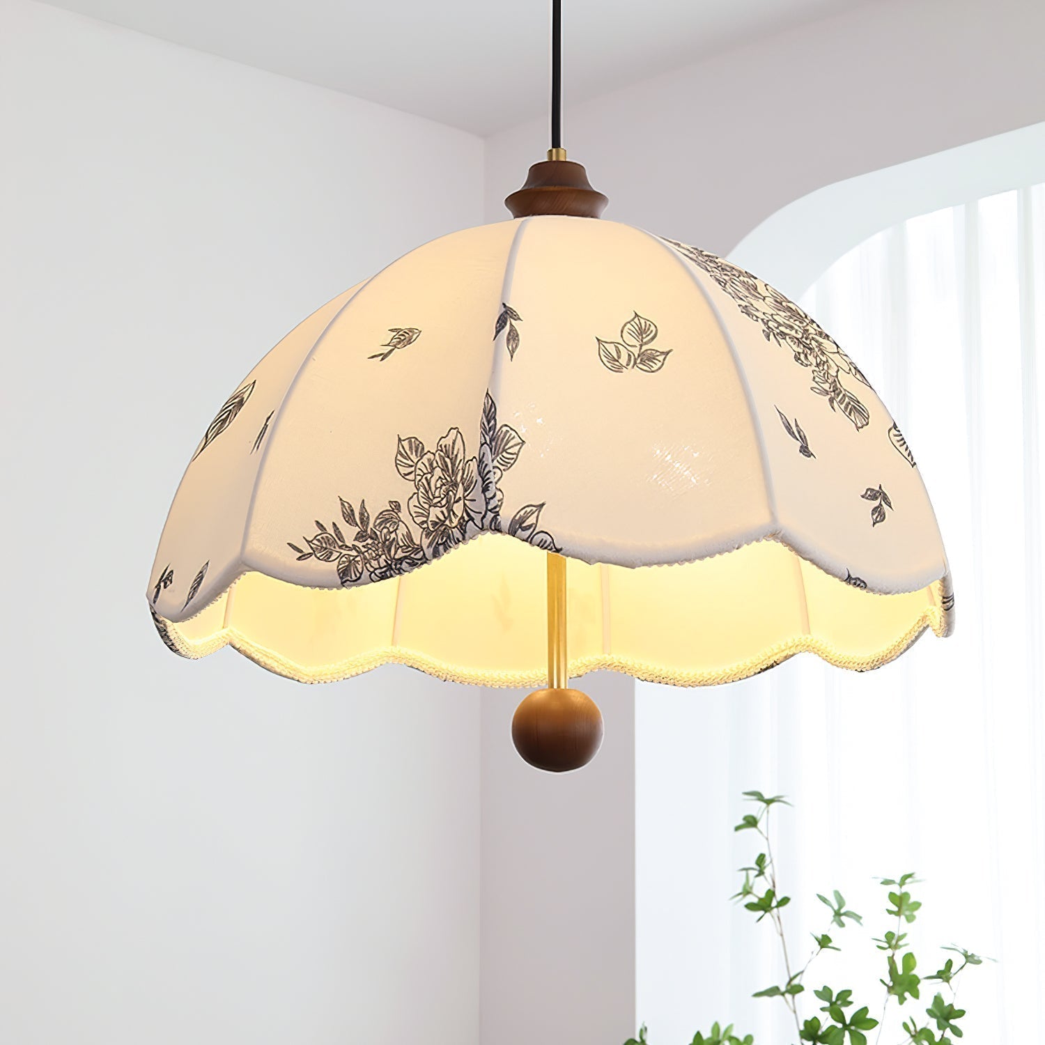 Vevenir Pétale Chuchotement Bois Tissu Pendentif Lampe