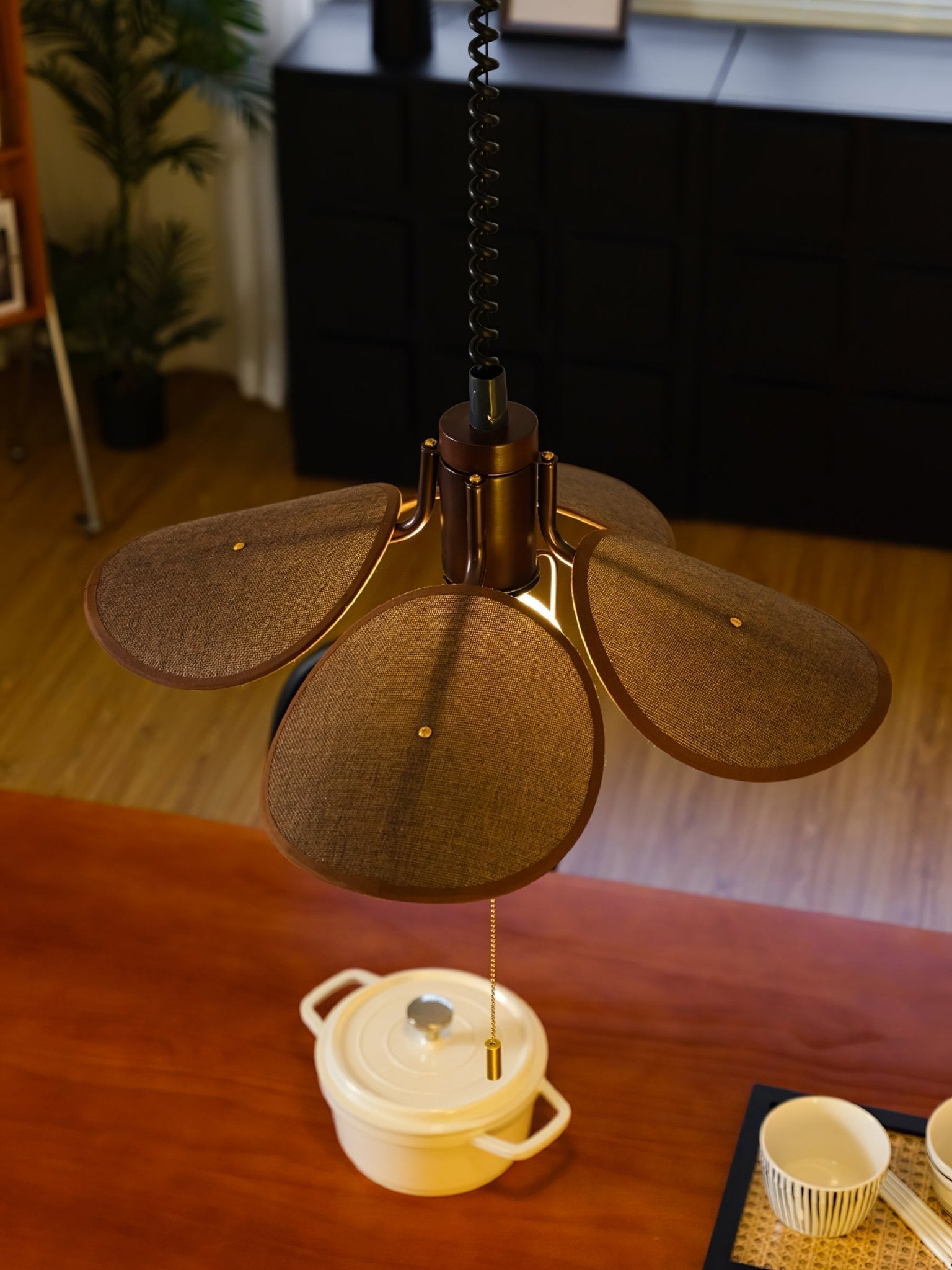 Utalion Traditionnel Pétale Floraison Bois Tissu Pendentif Lumière