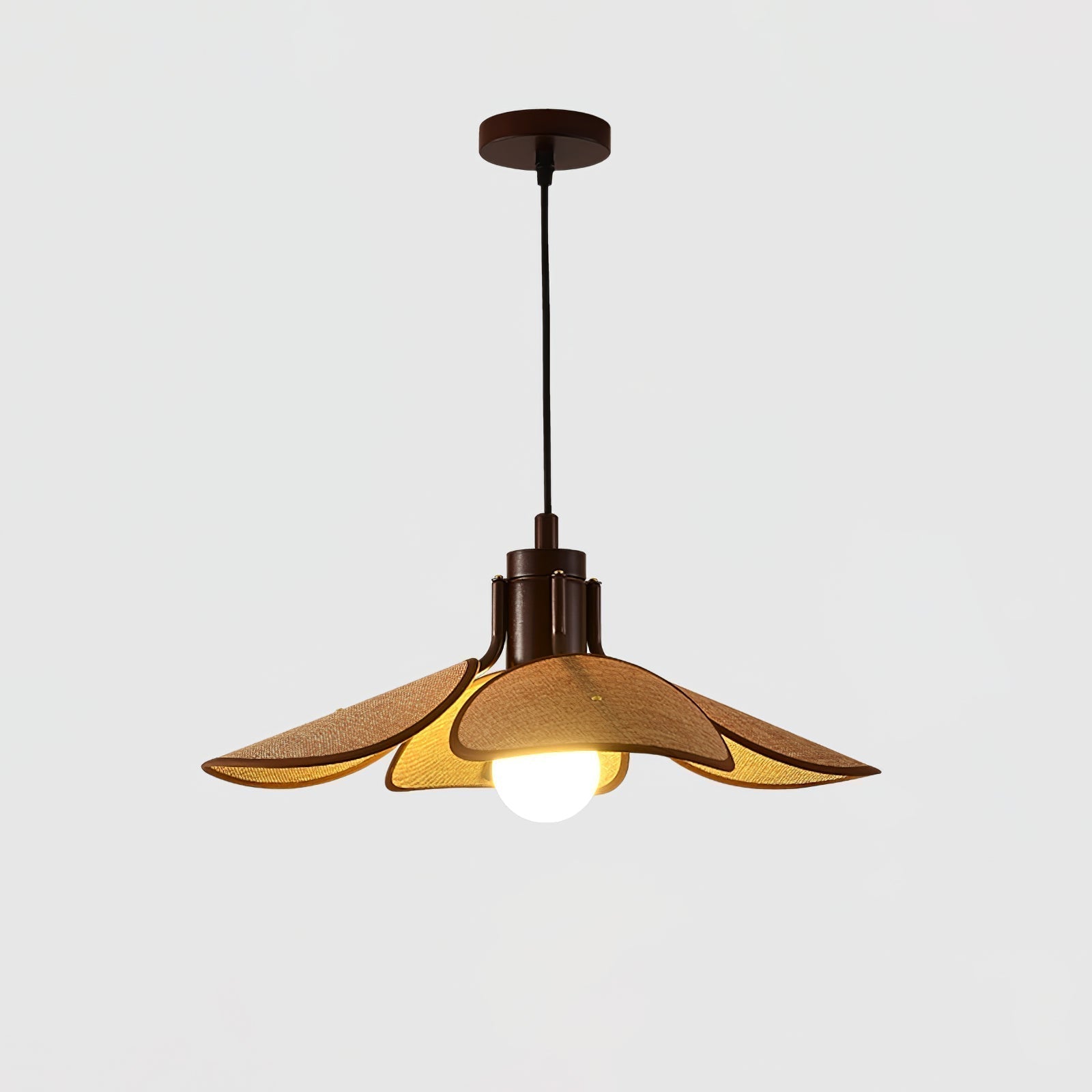 Utalion Traditionnel Pétale Floraison Bois Tissu Pendentif Lumière