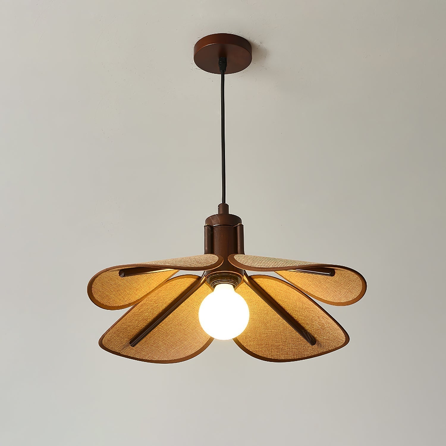 Utalion Traditionnel Pétale Floraison Bois Tissu Pendentif Lumière