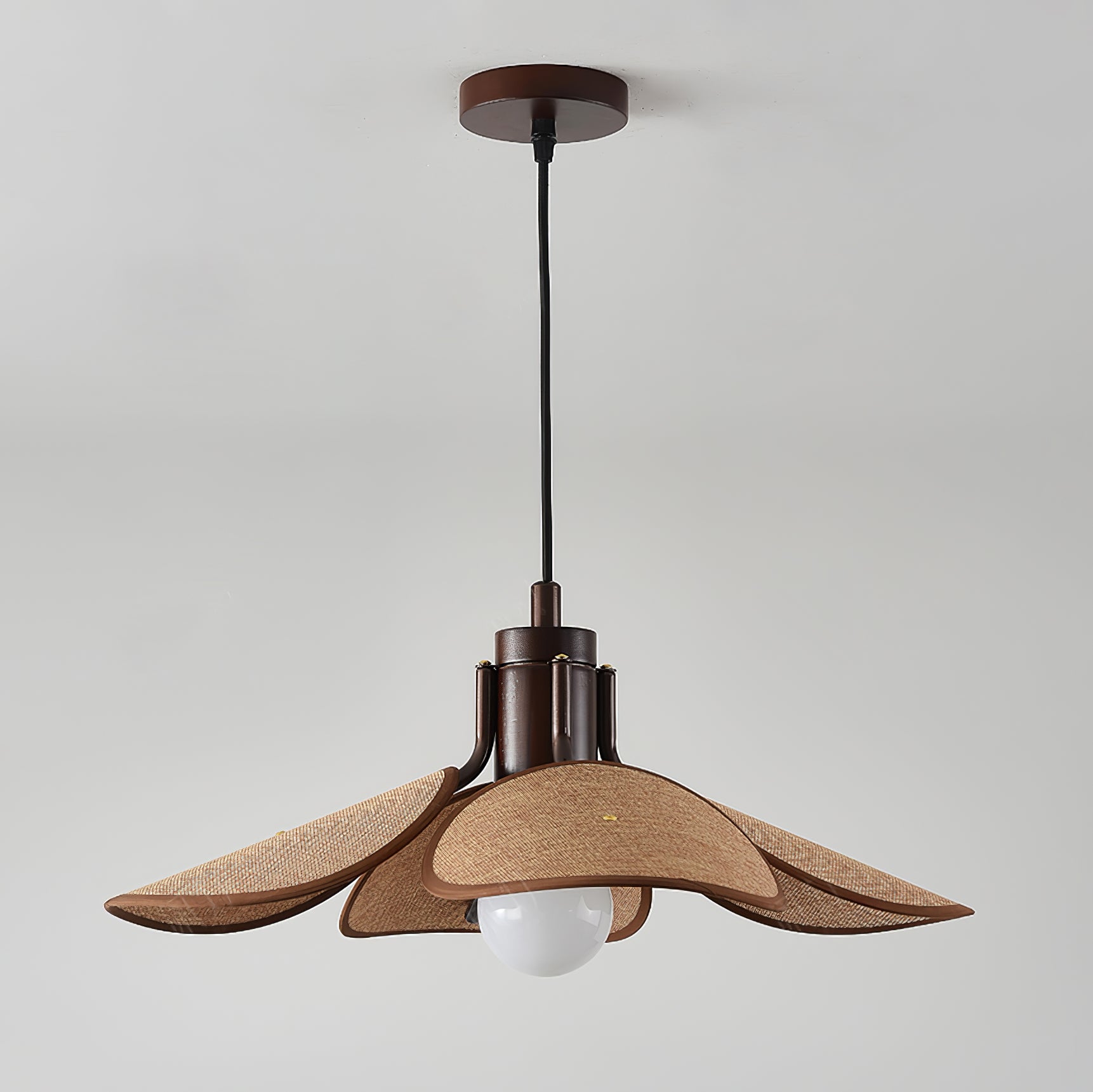 Utalion Traditionnel Pétale Floraison Bois Tissu Pendentif Lumière