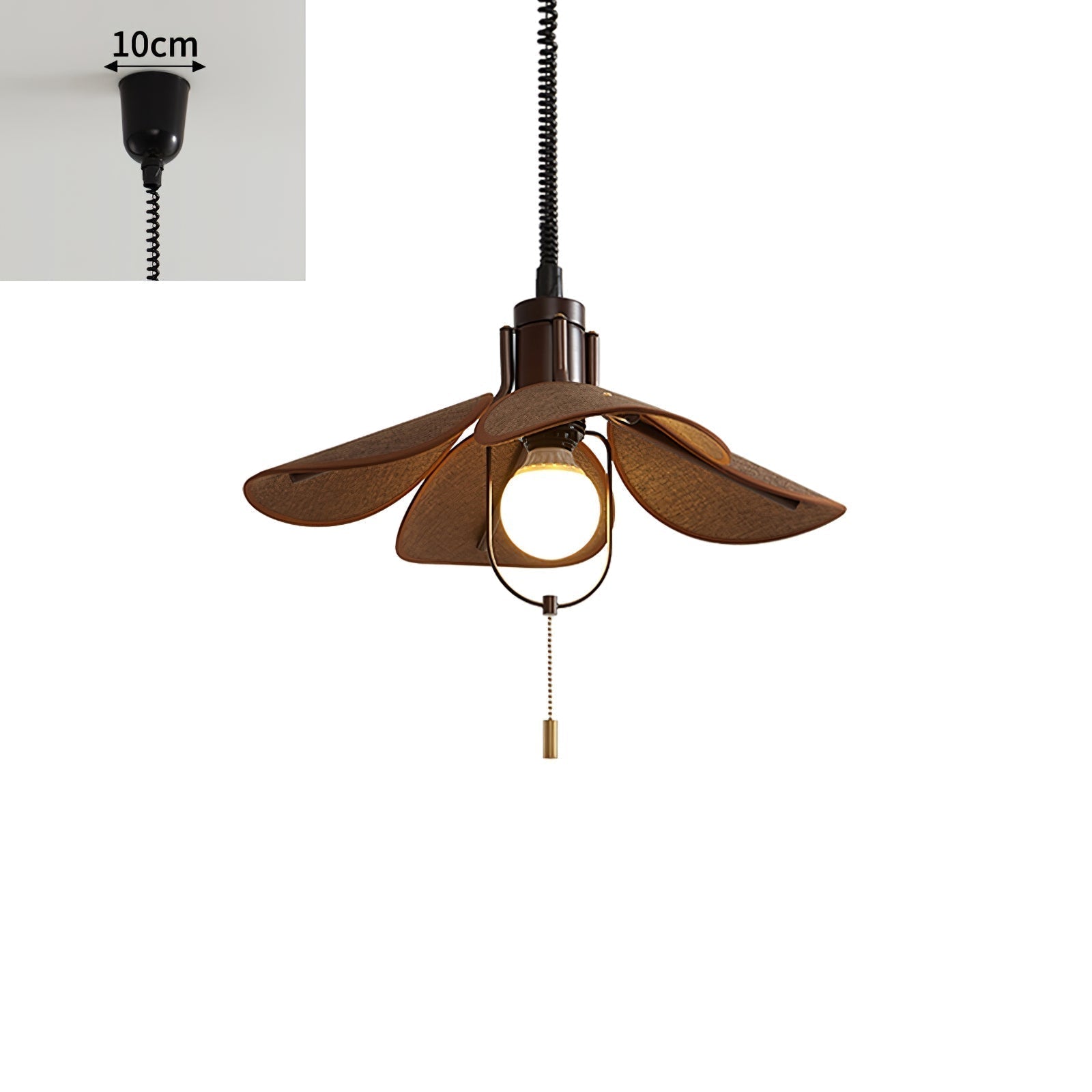 Utalion Traditionnel Pétale Floraison Bois Tissu Pendentif Lumière