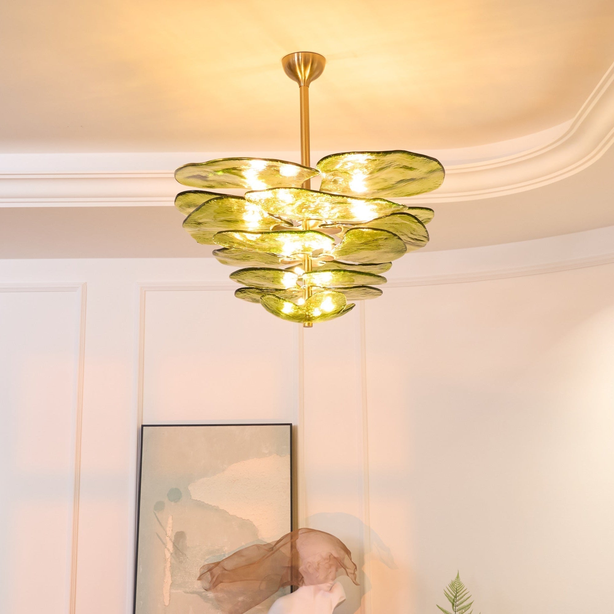 Aurora Lustre Pétale en Verre Murano Doré Luxe