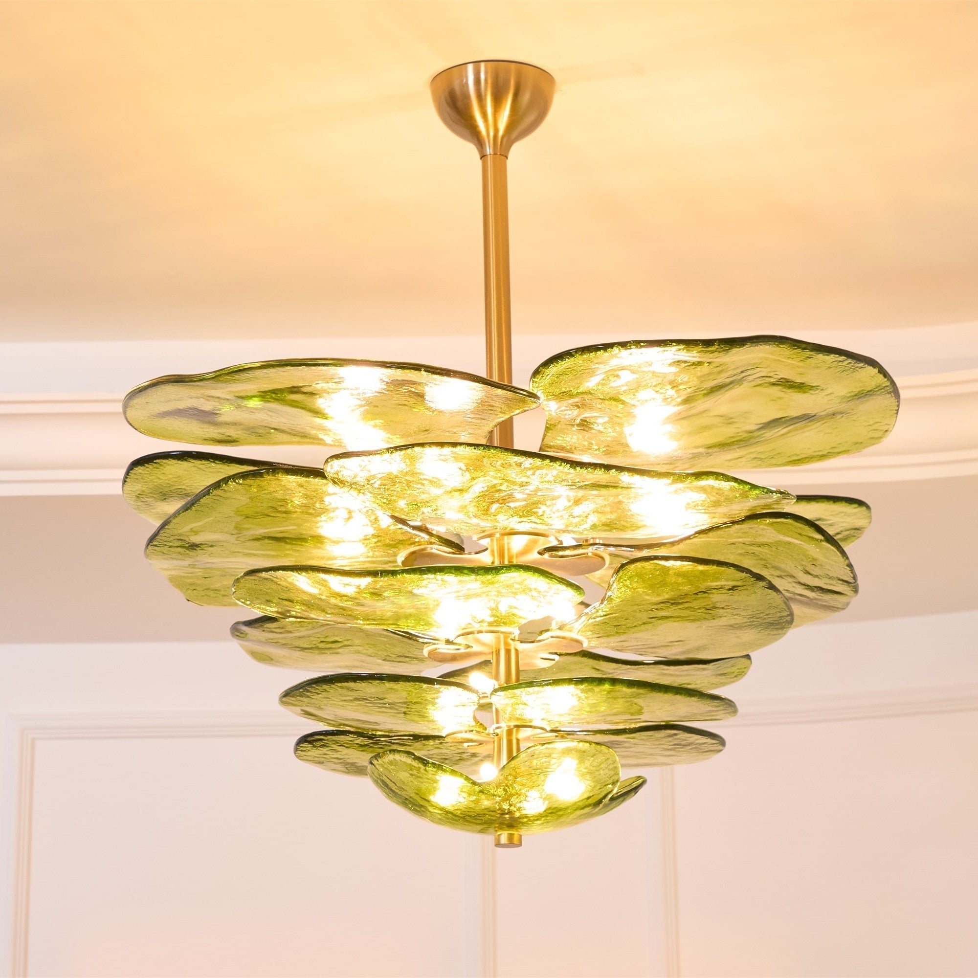 Aurora Lustre Pétale en Verre Murano Doré Luxe