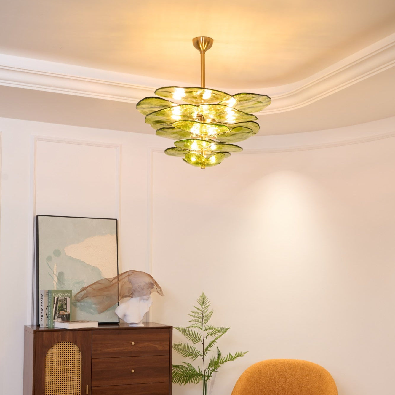 Aurora Lustre Pétale en Verre Murano Doré Luxe