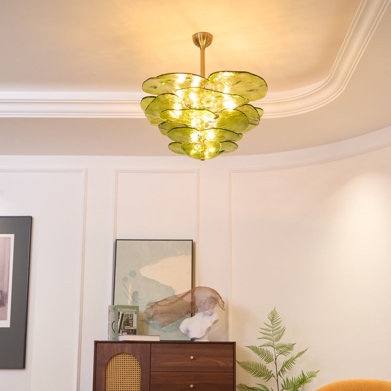 Aurora Lustre Pétale en Verre Murano Doré Luxe