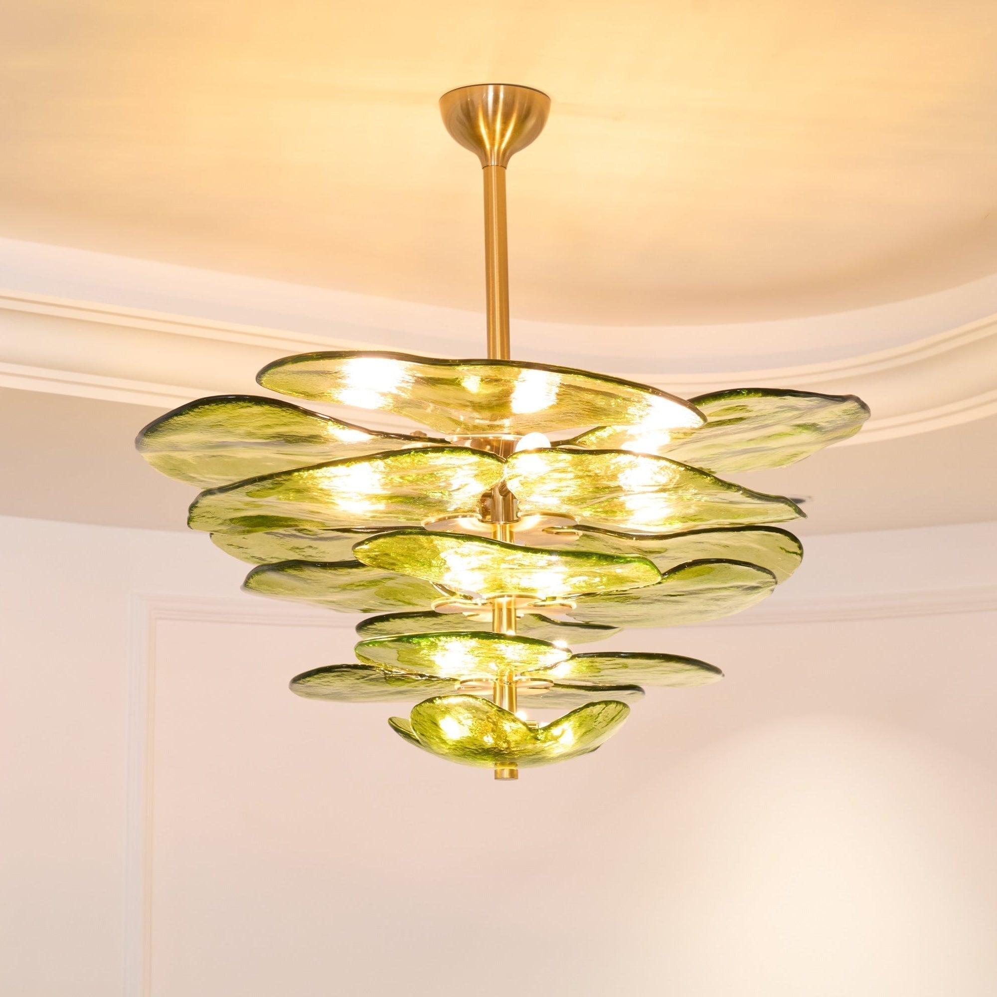 Aurora Lustre Pétale en Verre Murano Doré Luxe