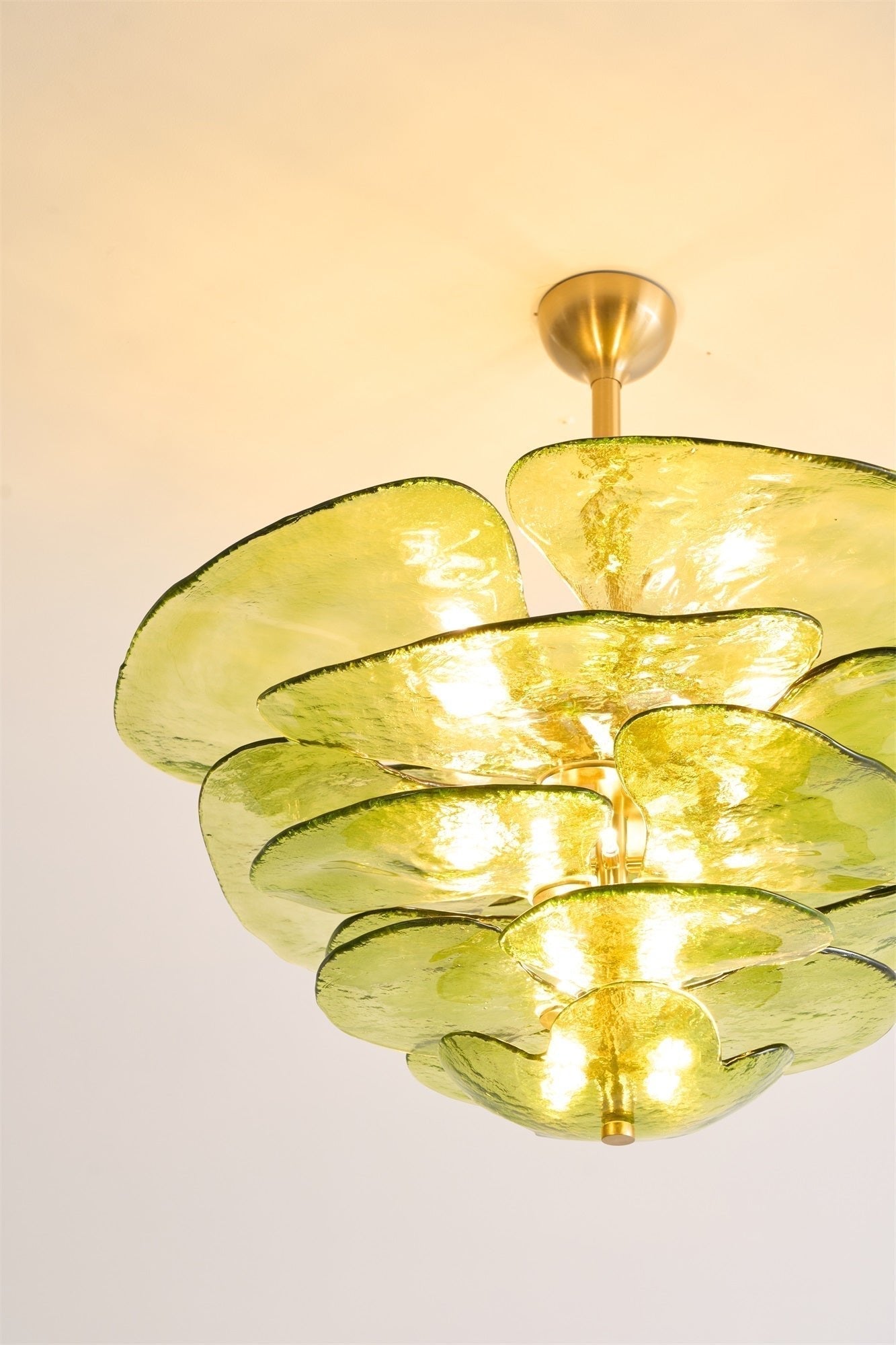 Aurora Lustre Pétale en Verre Murano Doré Luxe