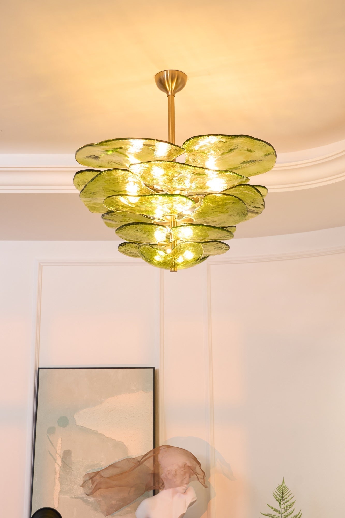 Aurora Lustre Pétale en Verre Murano Doré Luxe