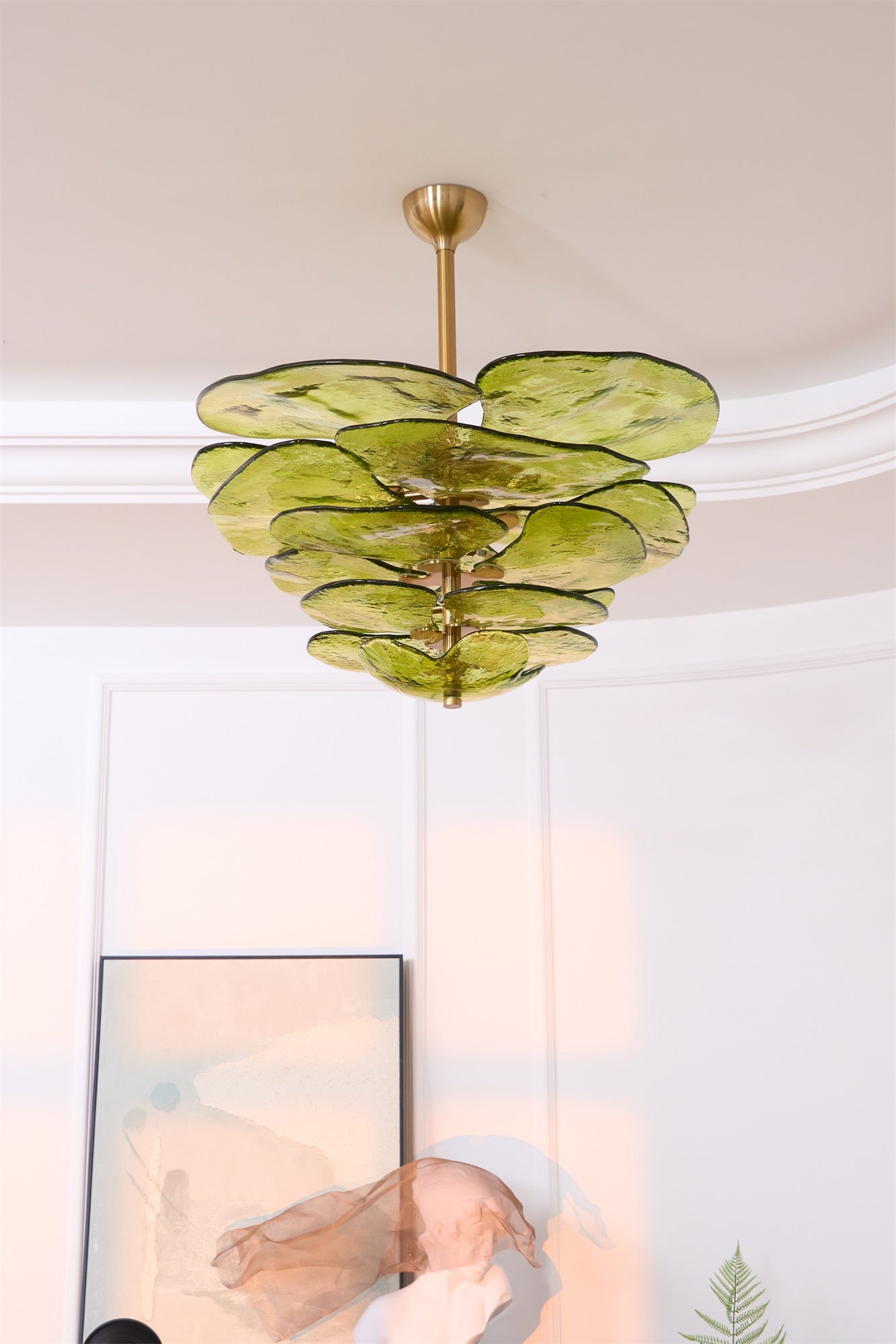 Aurora Lustre Pétale en Verre Murano Doré Luxe