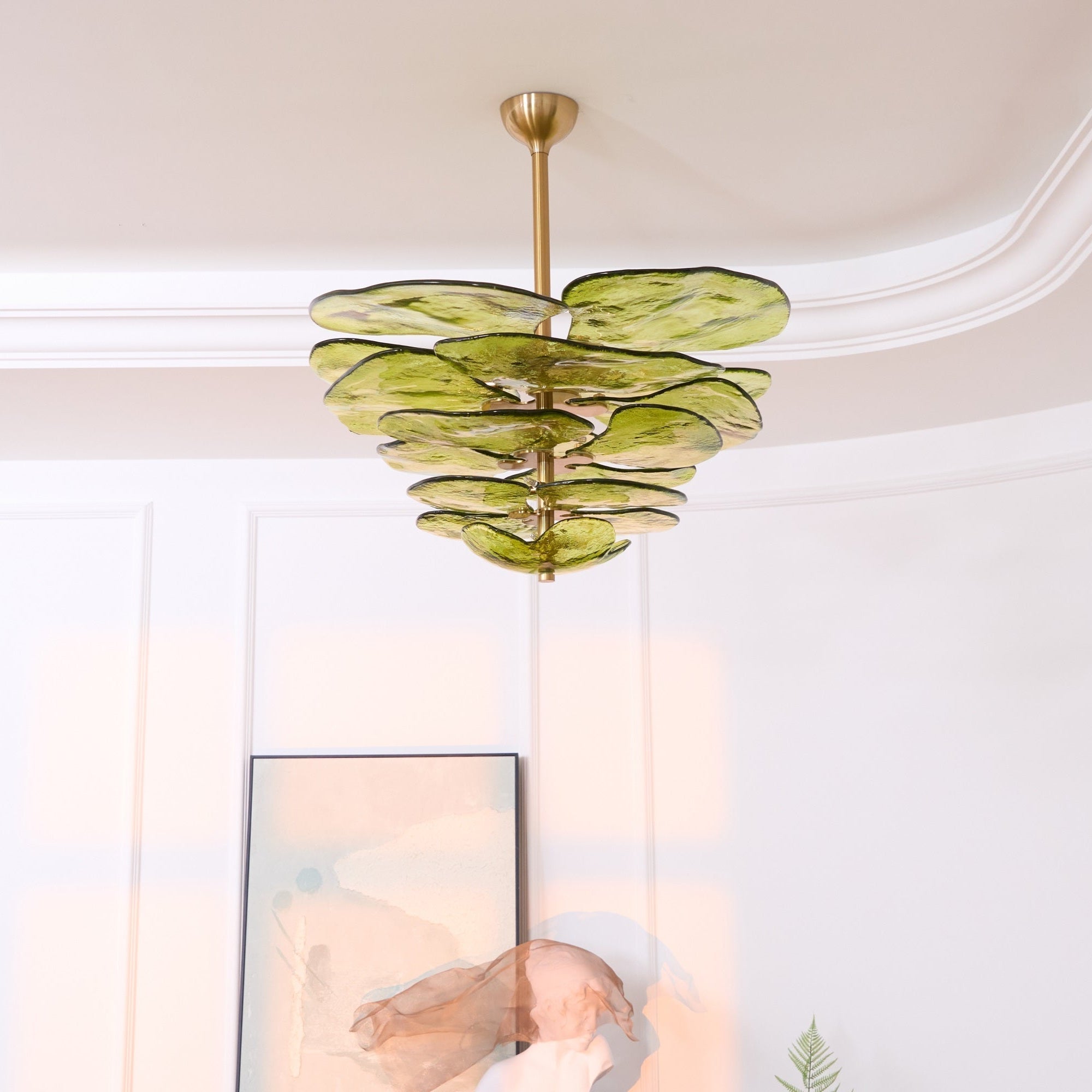 Aurora Lustre Pétale en Verre Murano Doré Luxe