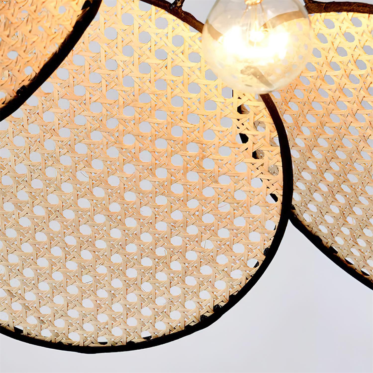 Vemarora Premium Élégance Pétales Rotin Tissu Pendentif Lampe