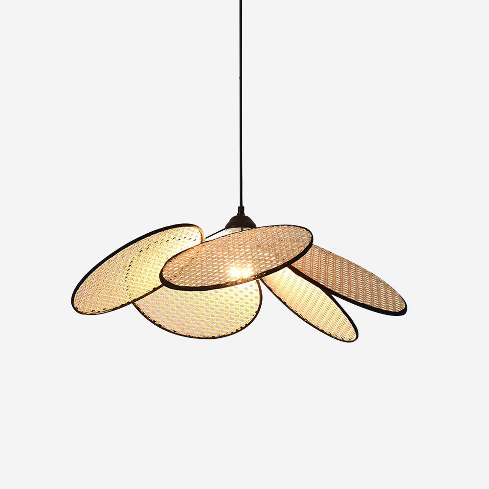 Vemarora Premium Élégance Pétales Rotin Tissu Pendentif Lampe