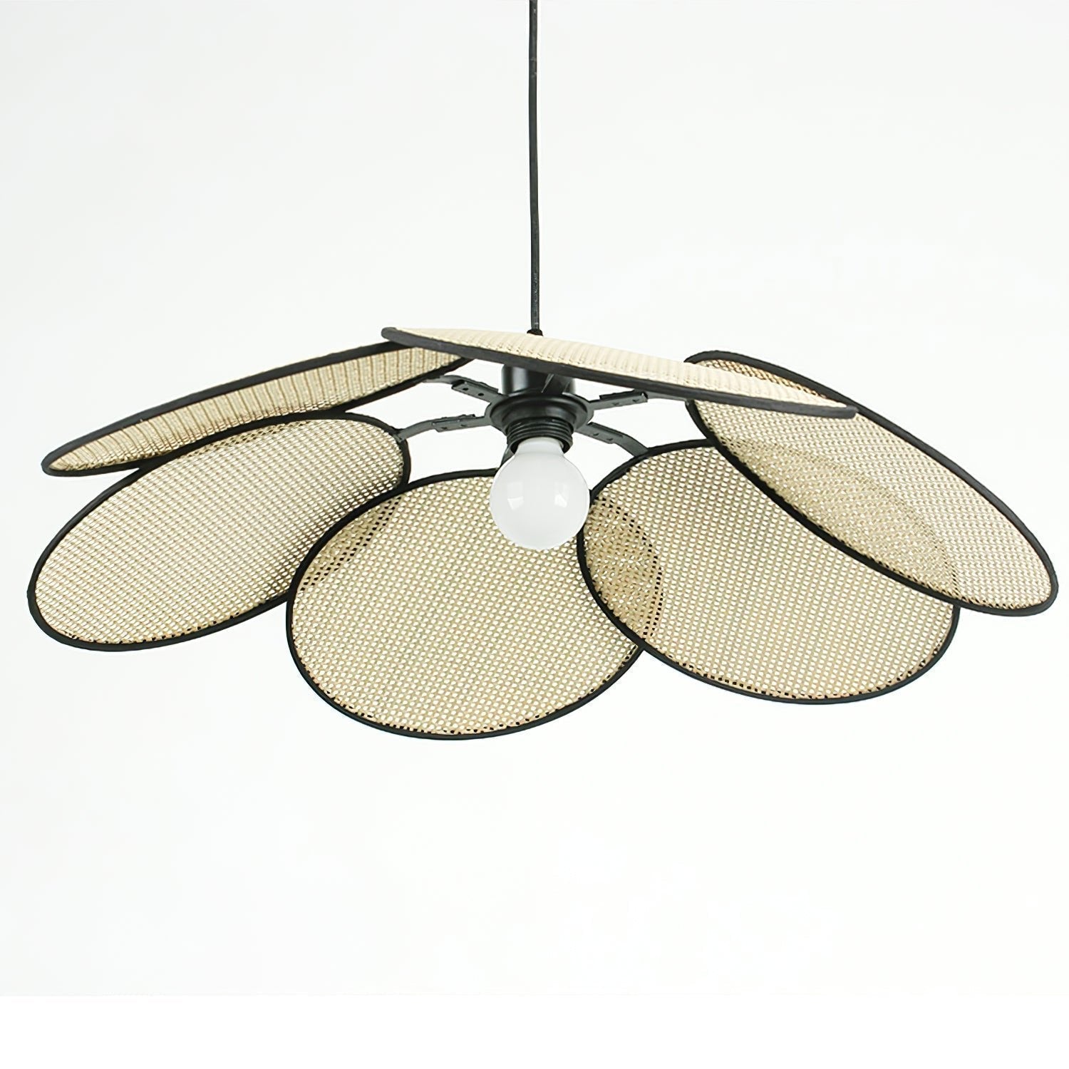 Vemarora Premium Élégance Pétales Rotin Tissu Pendentif Lampe