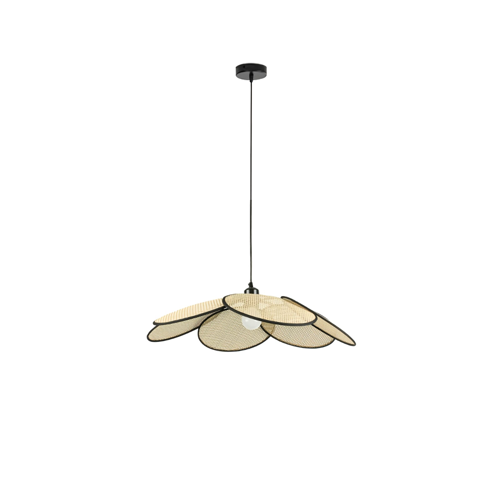 Vemarora Premium Élégance Pétales Rotin Tissu Pendentif Lampe