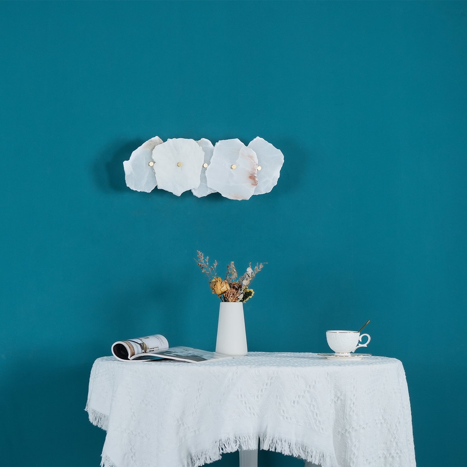 Alaeila Applique Murale en Albâtre avec Rameau Floral