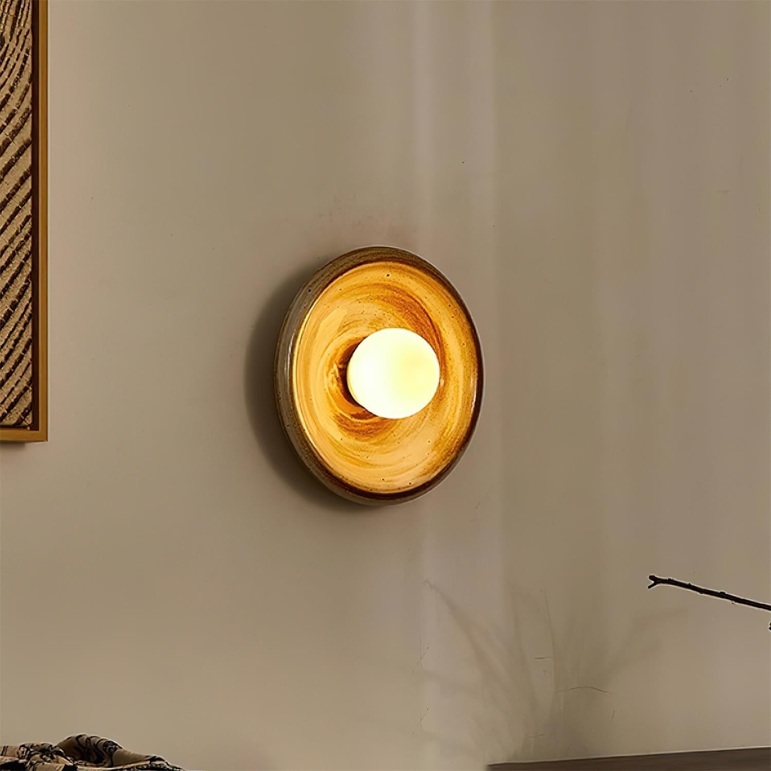 Applique Murale en Céramique à Disque Orbital Avec Globe en Verre pour Entrée Moderne