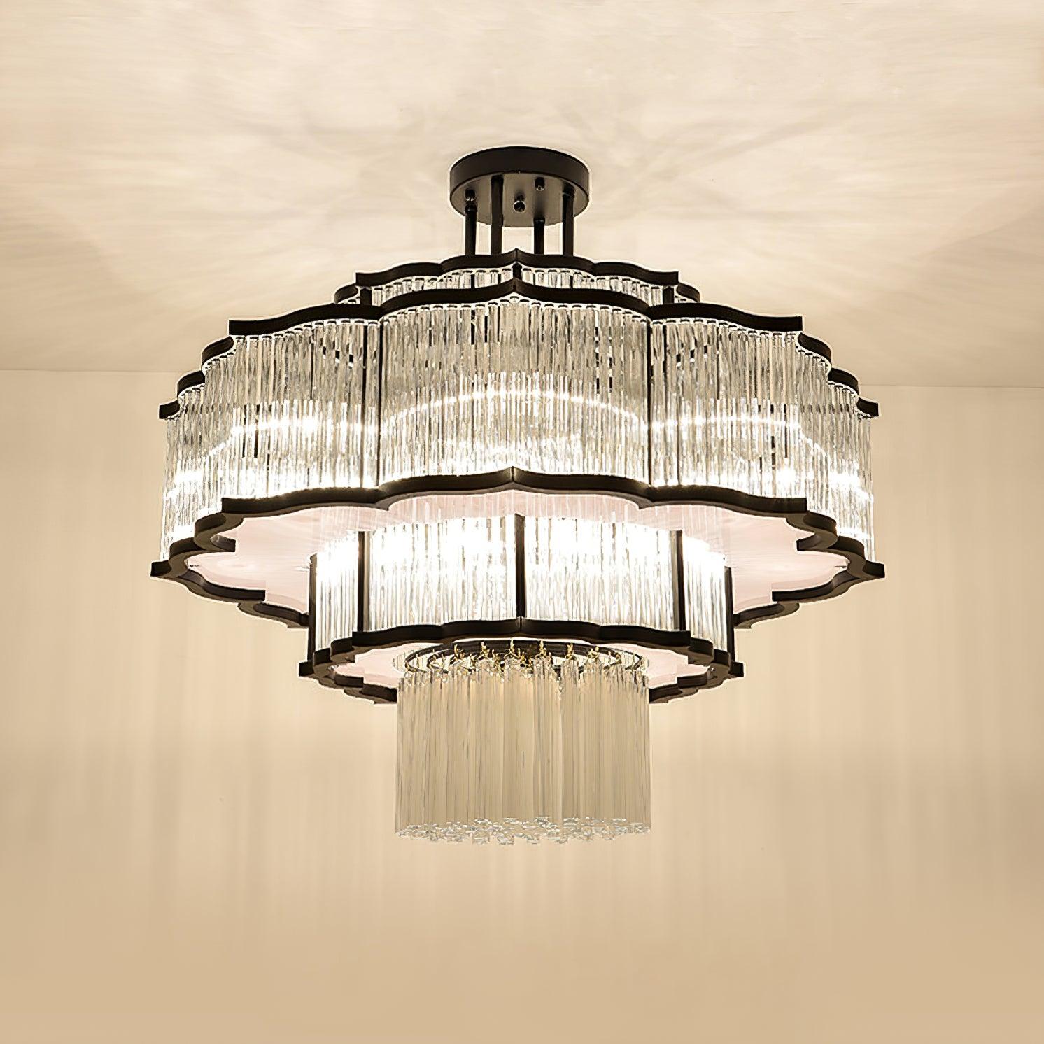 Lustra Lustre Verre Noir et Doré