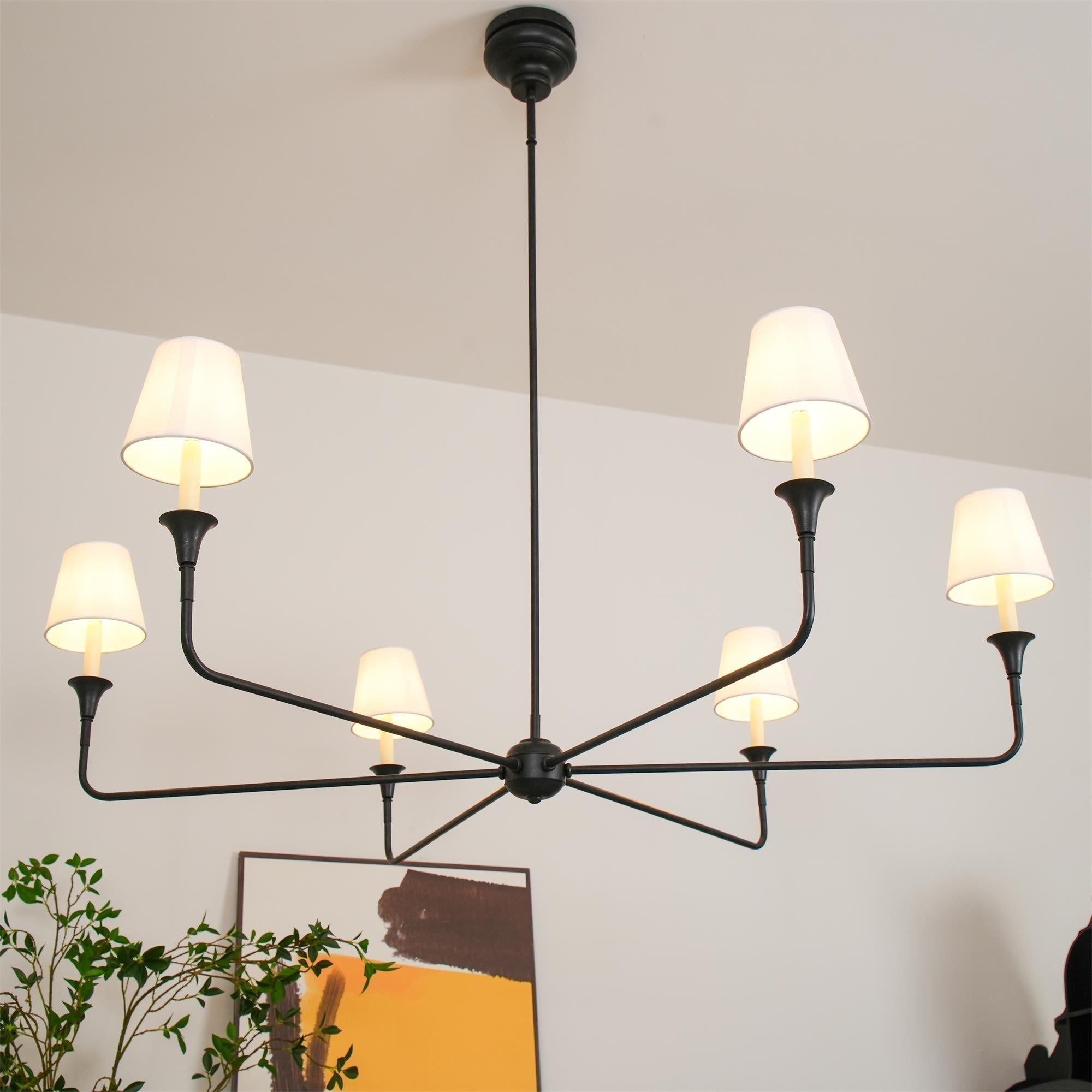 Lustra Suspension Lampe Bougie Noire Évasée
