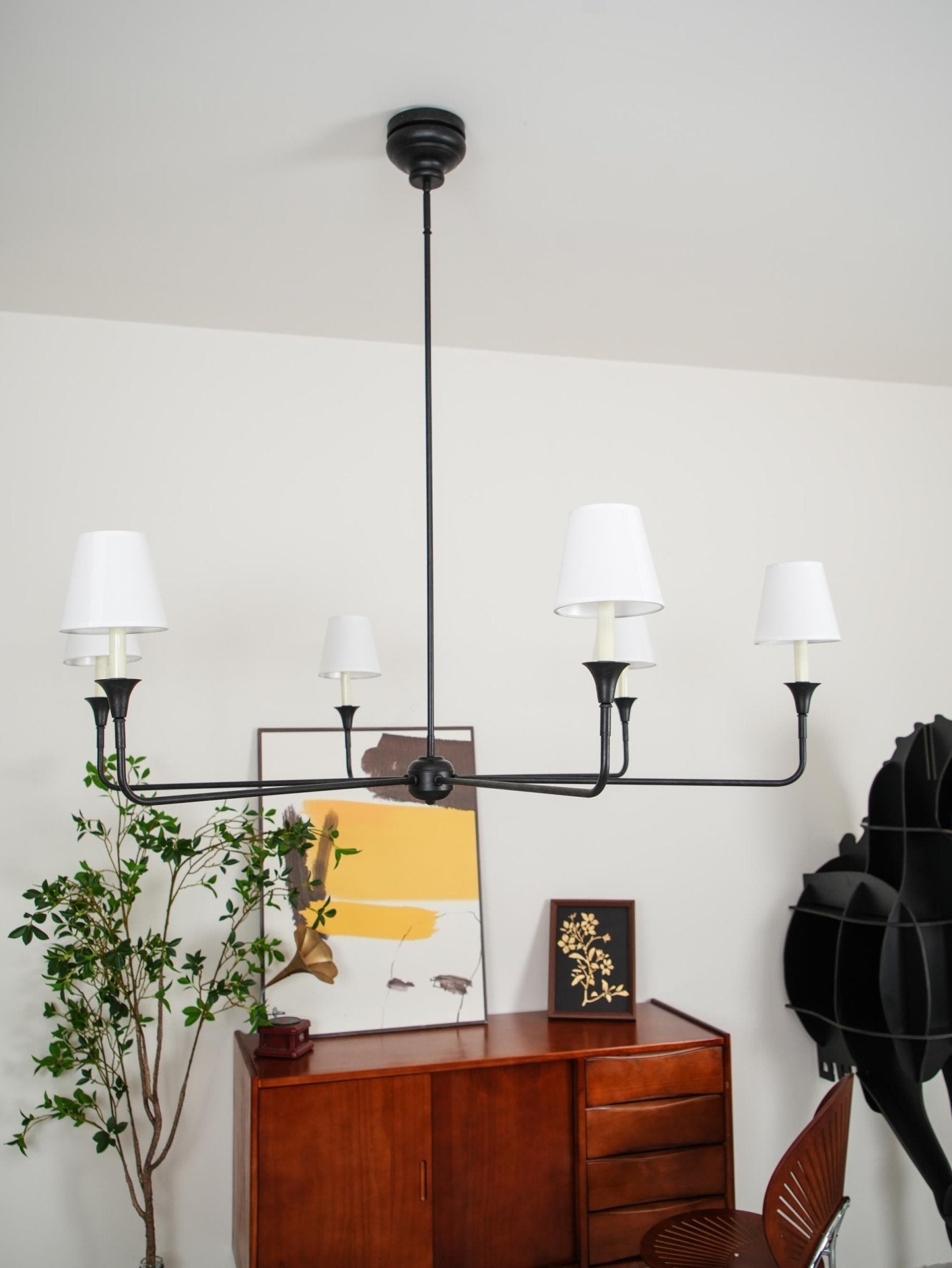 Lustra Suspension Lampe Bougie Noire Évasée