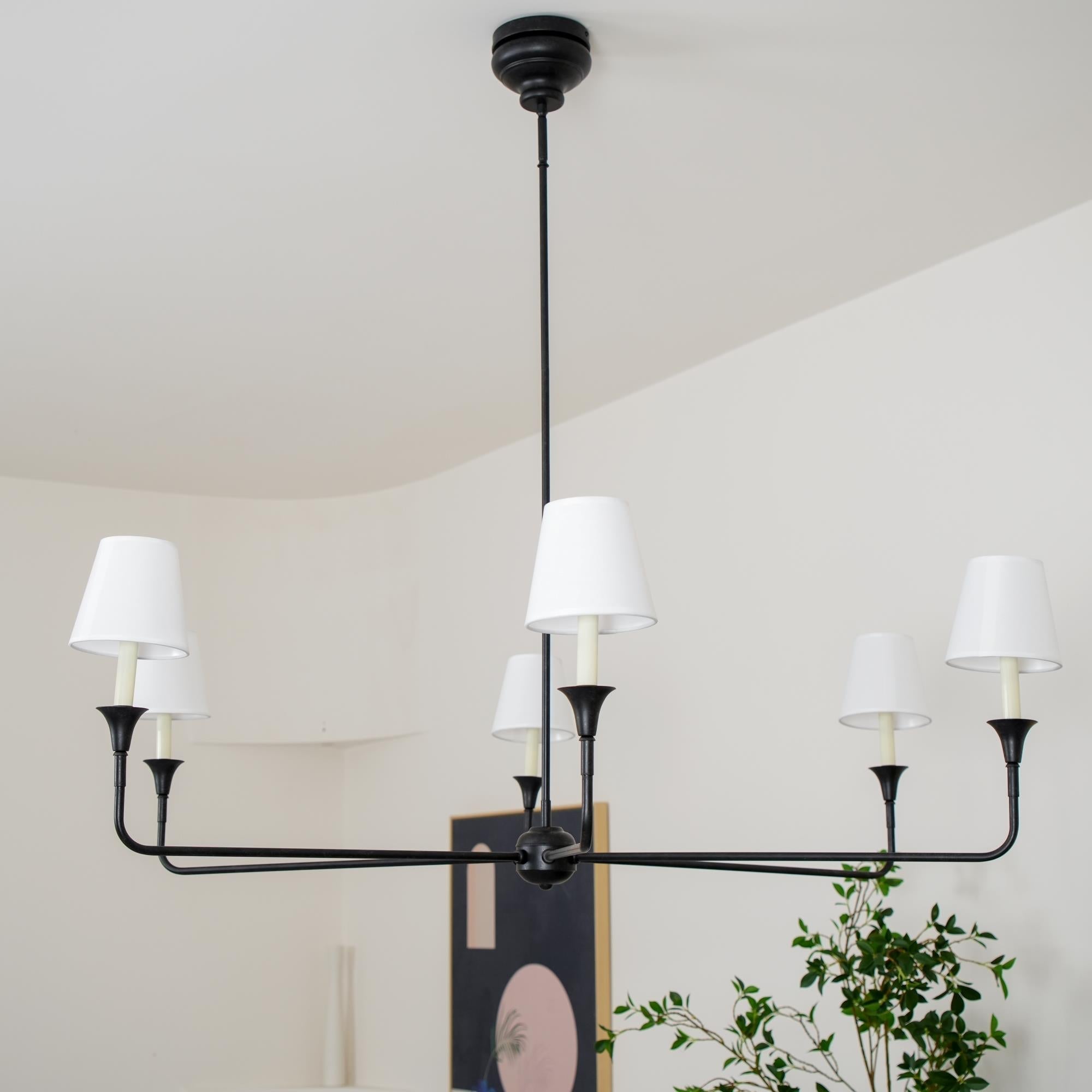 Lustra Suspension Lampe Bougie Noire Évasée