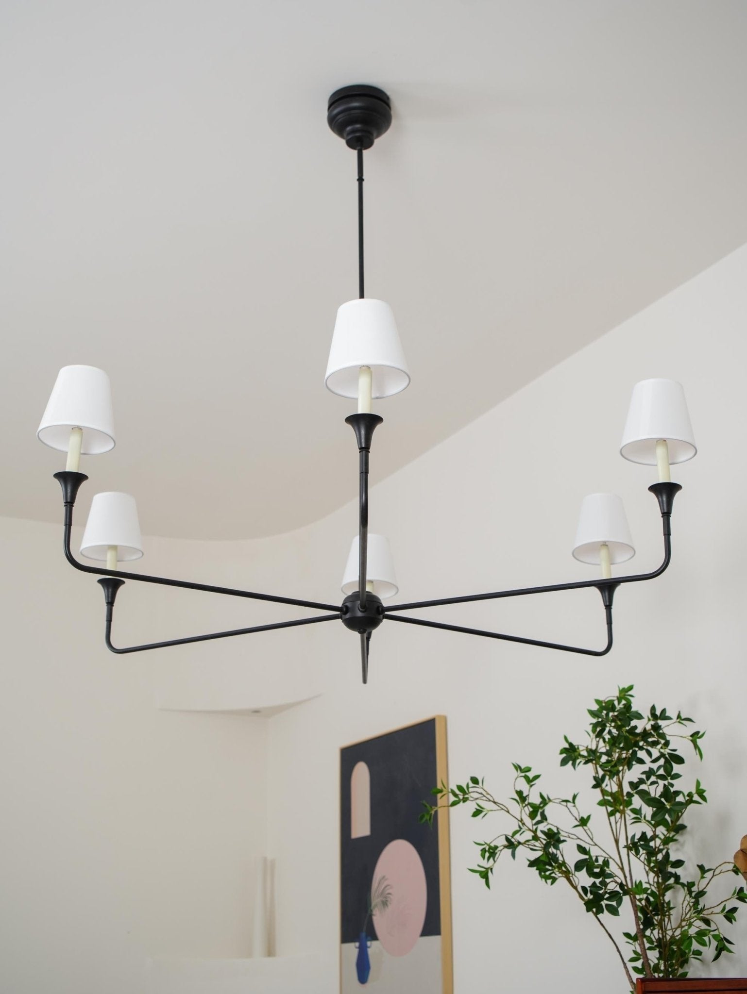 Lustra Suspension Lampe Bougie Noire Évasée