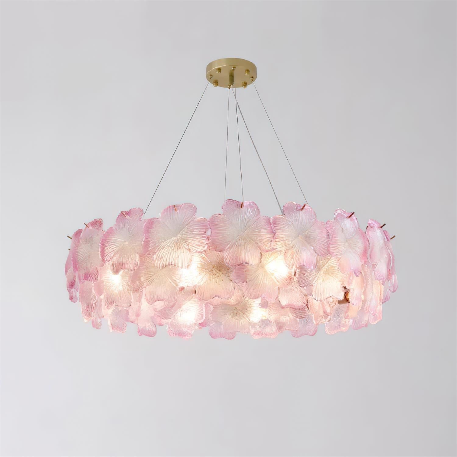 Ophelis Lustre en Verre à Fleurs Roses