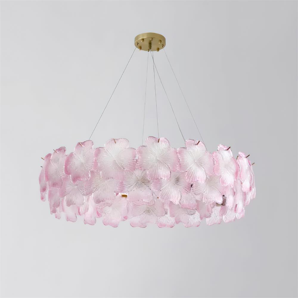 Ophelis Lustre en Verre à Fleurs Roses