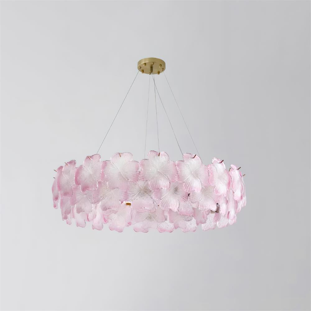Ophelis Lustre en Verre à Fleurs Roses