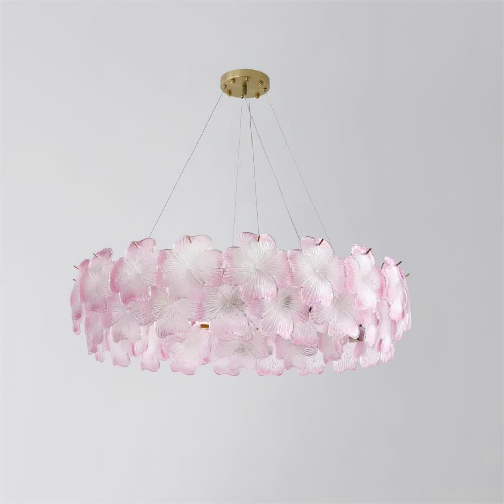 Ophelis Lustre en Verre à Fleurs Roses