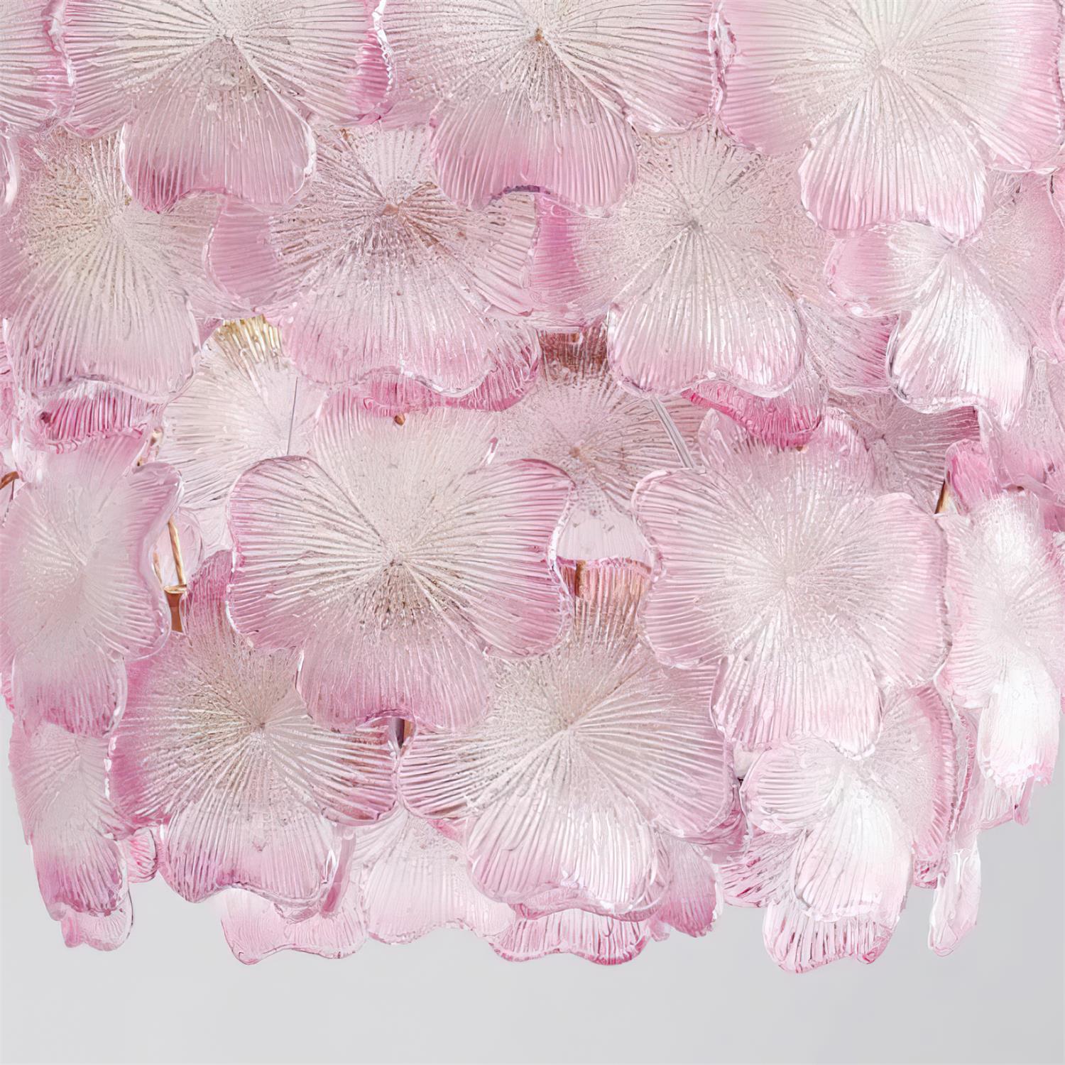 Ophelis Lustre en Verre à Fleurs Roses