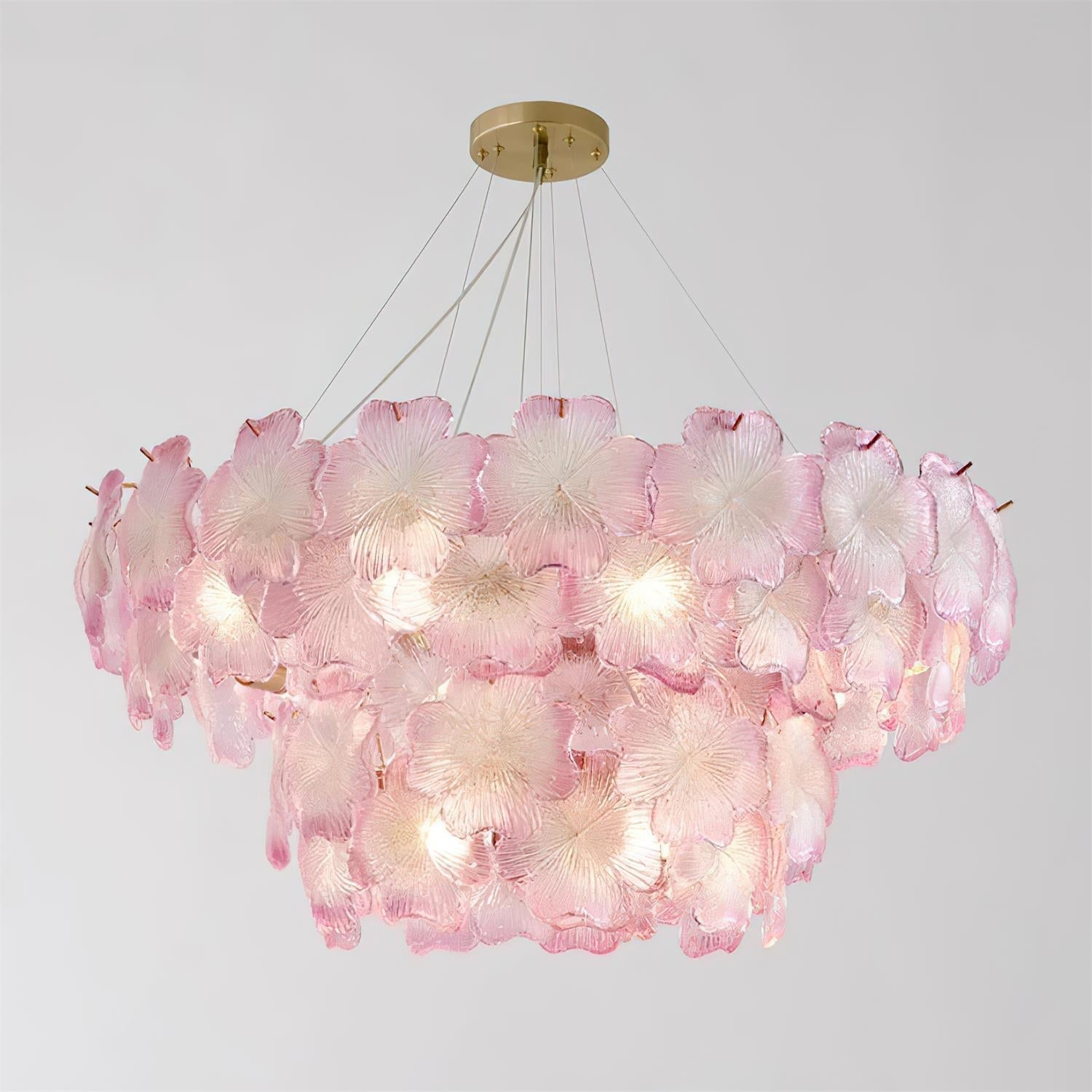 Ophelis Lustre en Verre à Fleurs Roses