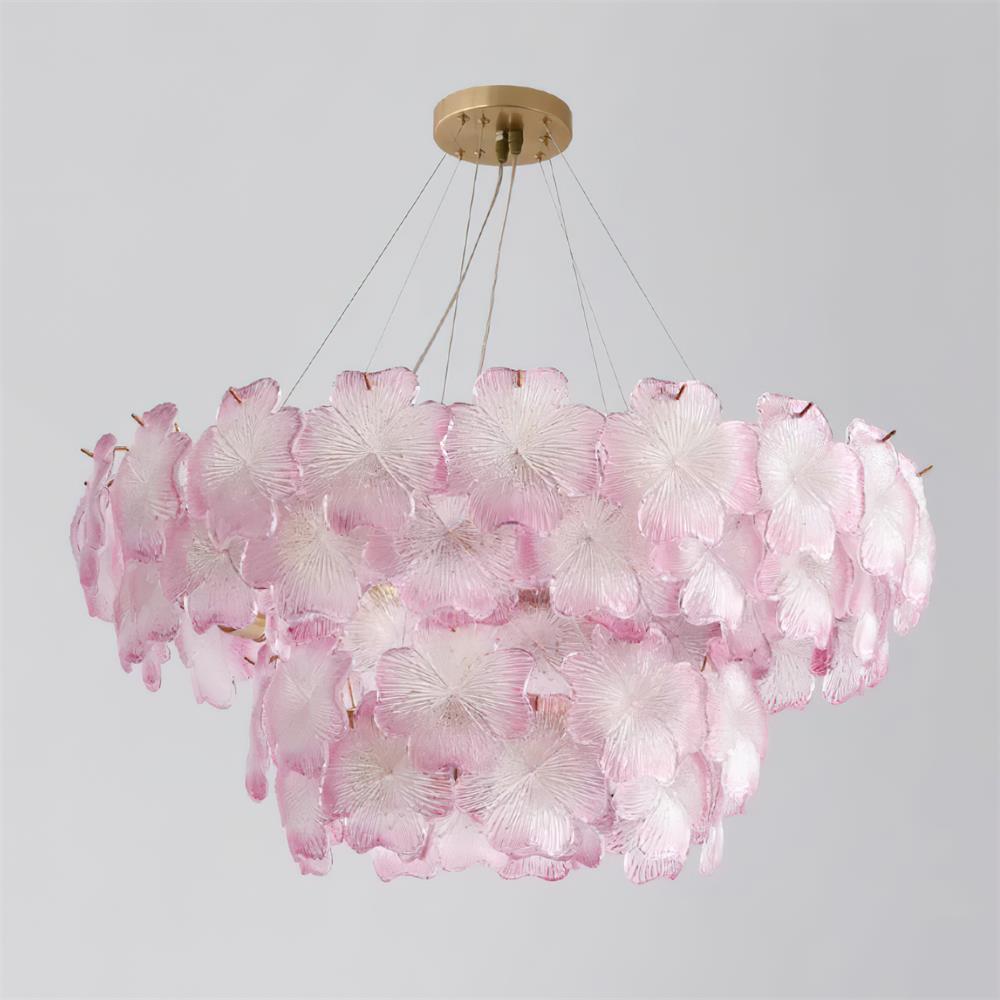Ophelis Lustre en Verre à Fleurs Roses
