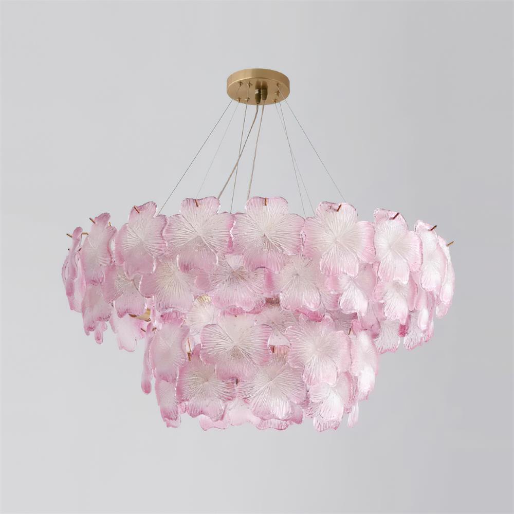 Ophelis Lustre en Verre à Fleurs Roses